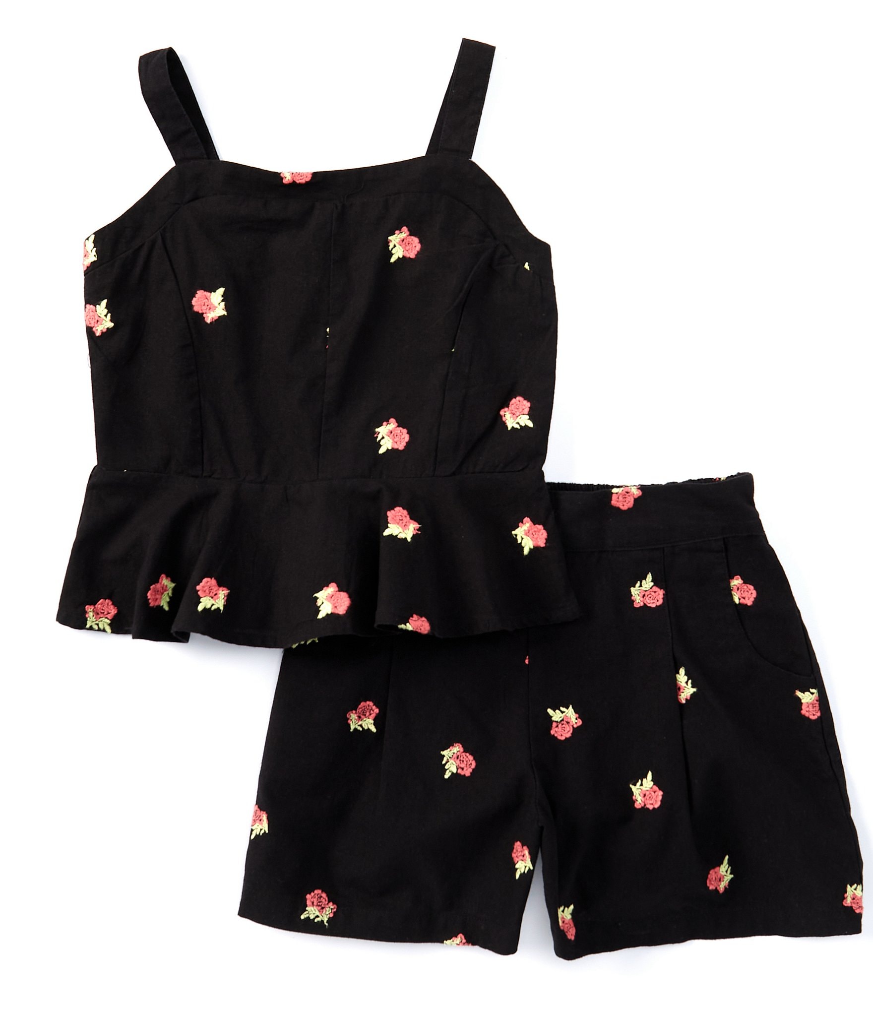 Habitual Big Girls 7- Sleeveless Embroidered Tank Top & Matching Shorts Set