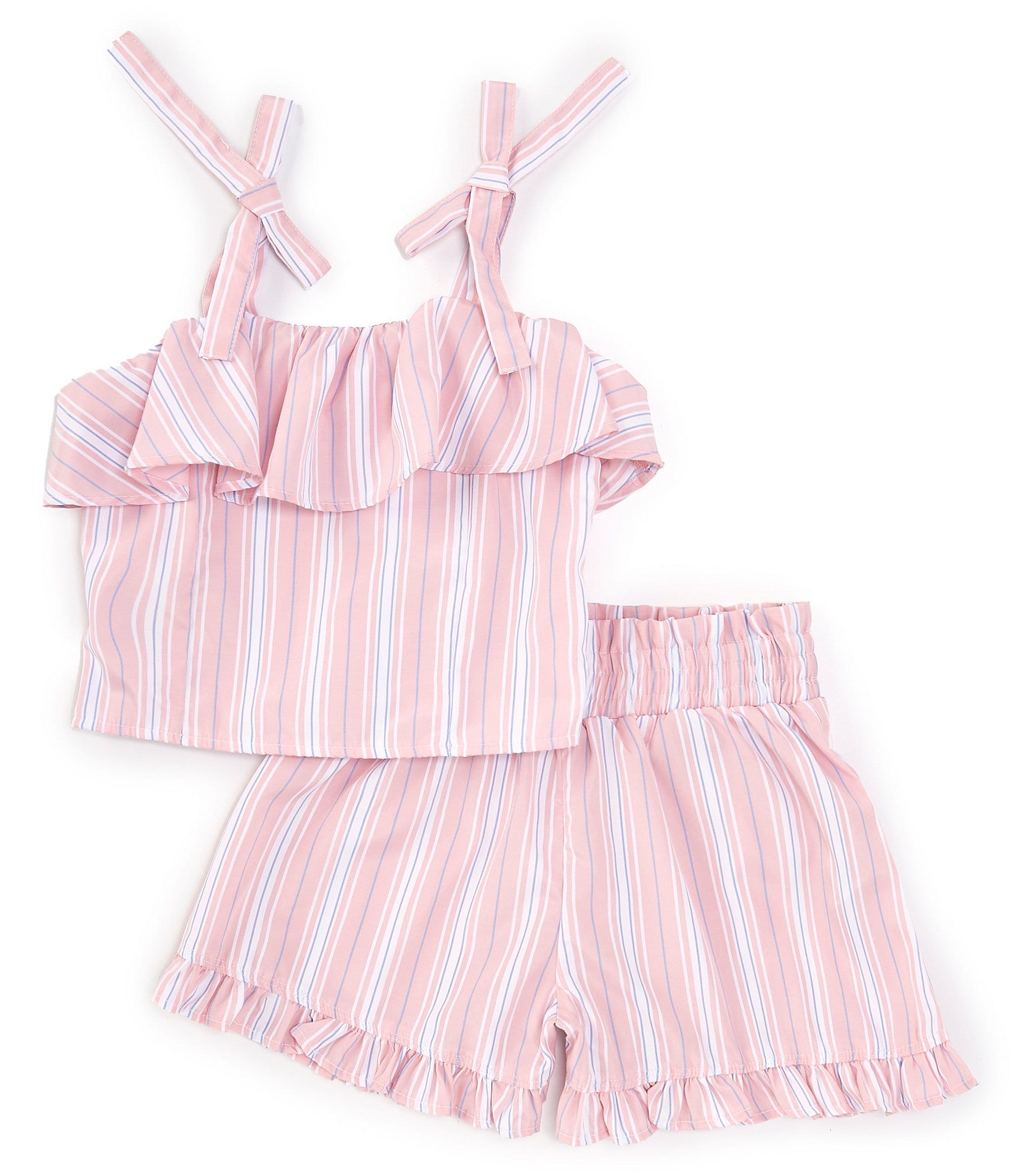 Habitual Big Girls 8-12 Ruffle Striped Top and Shorts Set