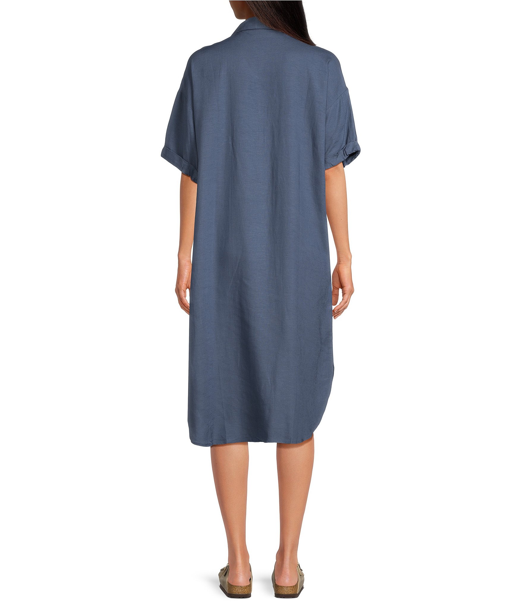 Half Moon by Modern Movement Short Sleeve Notch Collar Woven Button-Front Caftan