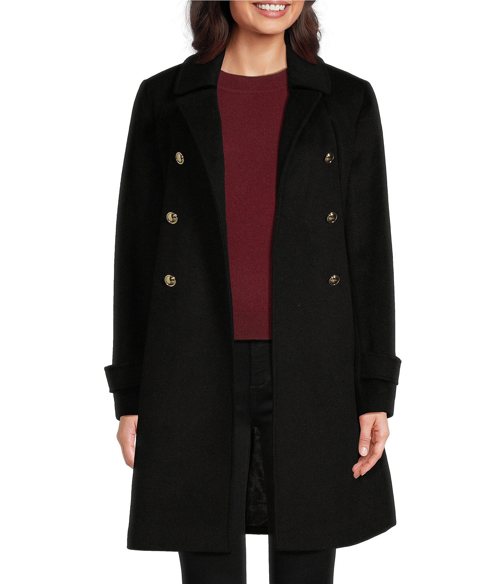 Halston Studio Black newest Wool Blend Pea Coat