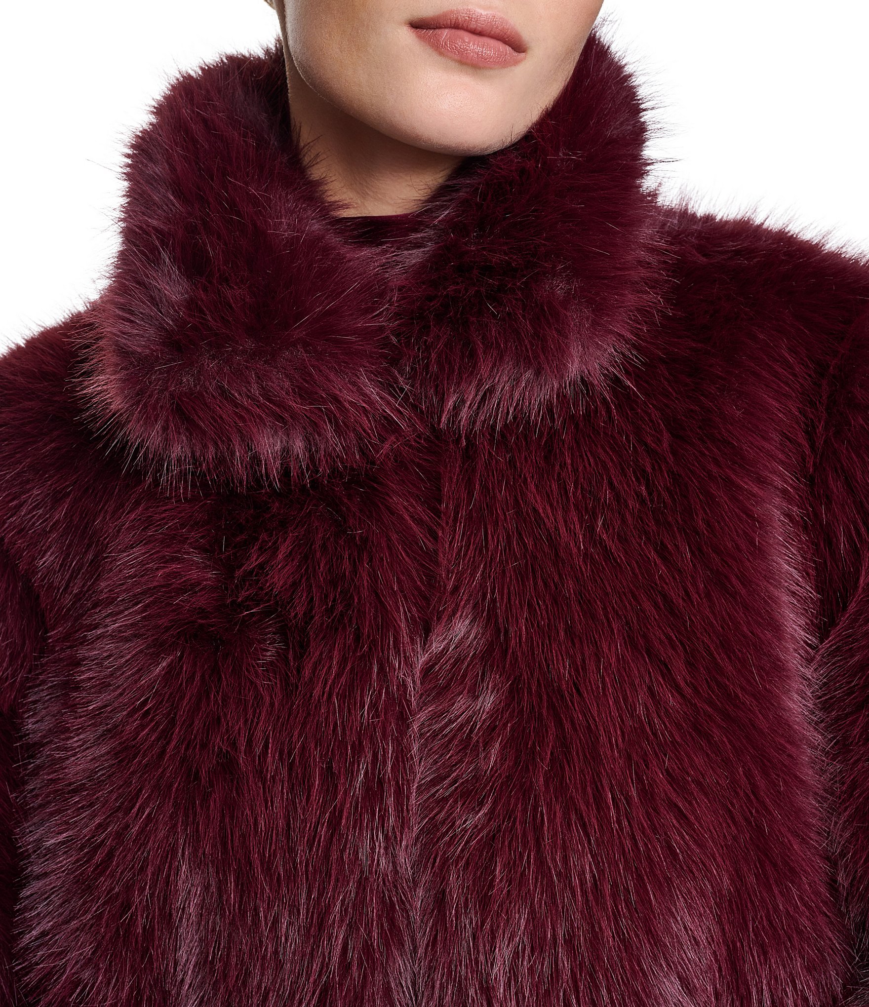 Halston Faux Fur Notch Collar Cropped Jacket