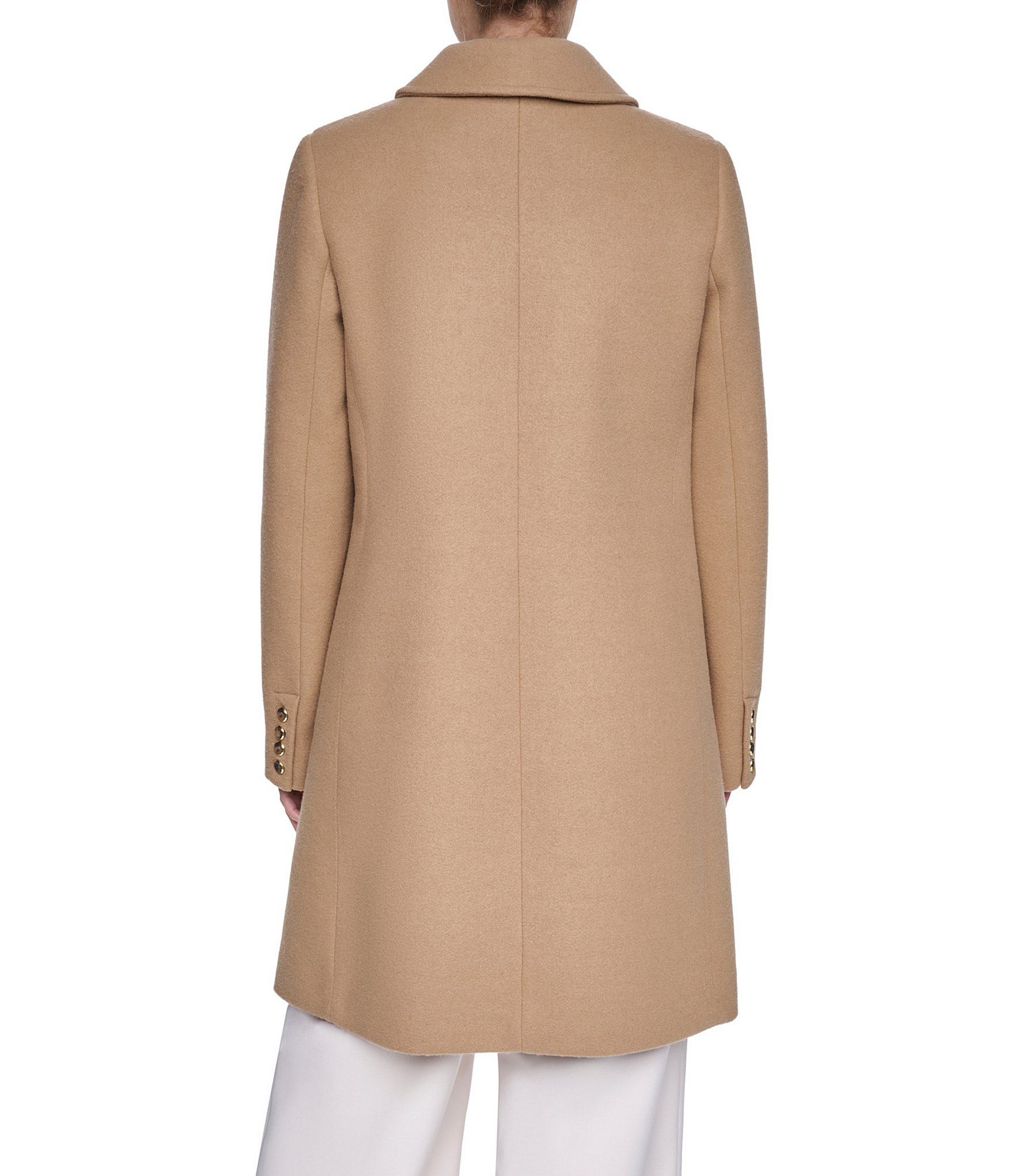 Halston Petite Size Wool Blend Point Collar Long Sleeves Single Breasted Walker Coat