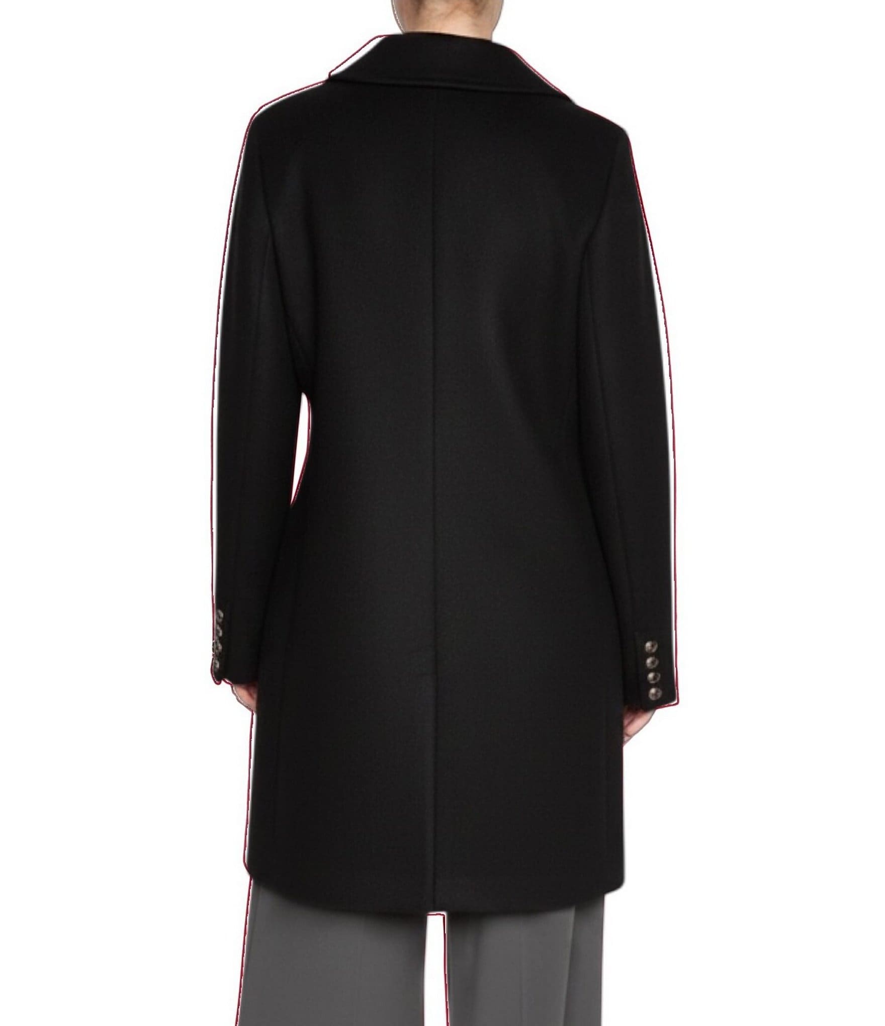 Halston Petite Size Wool Blend Point Collar Long Sleeves Single Breasted Walker Coat