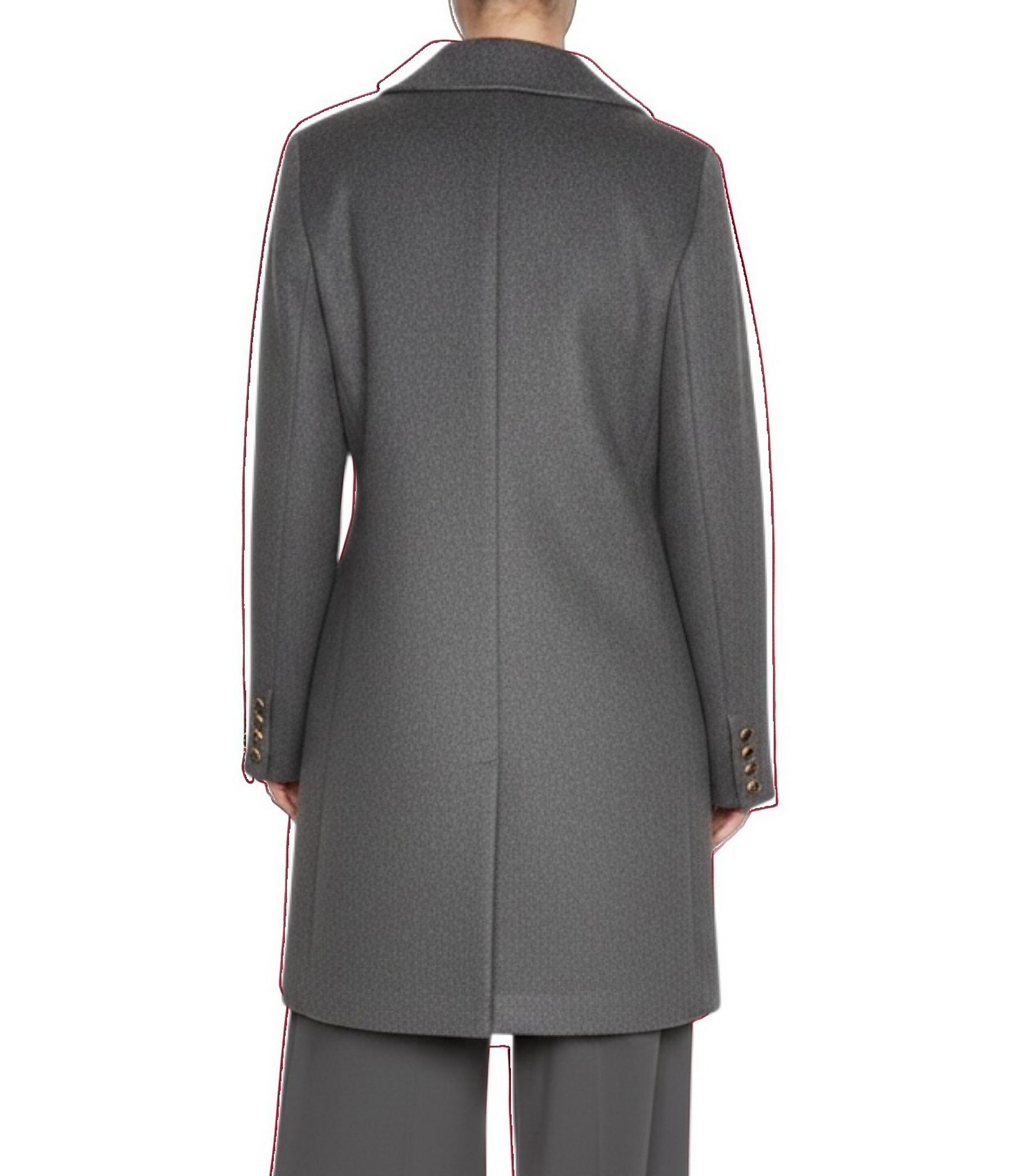 Halston Petite Size Wool Blend Point Collar Long Sleeves Single Breasted Walker Coat