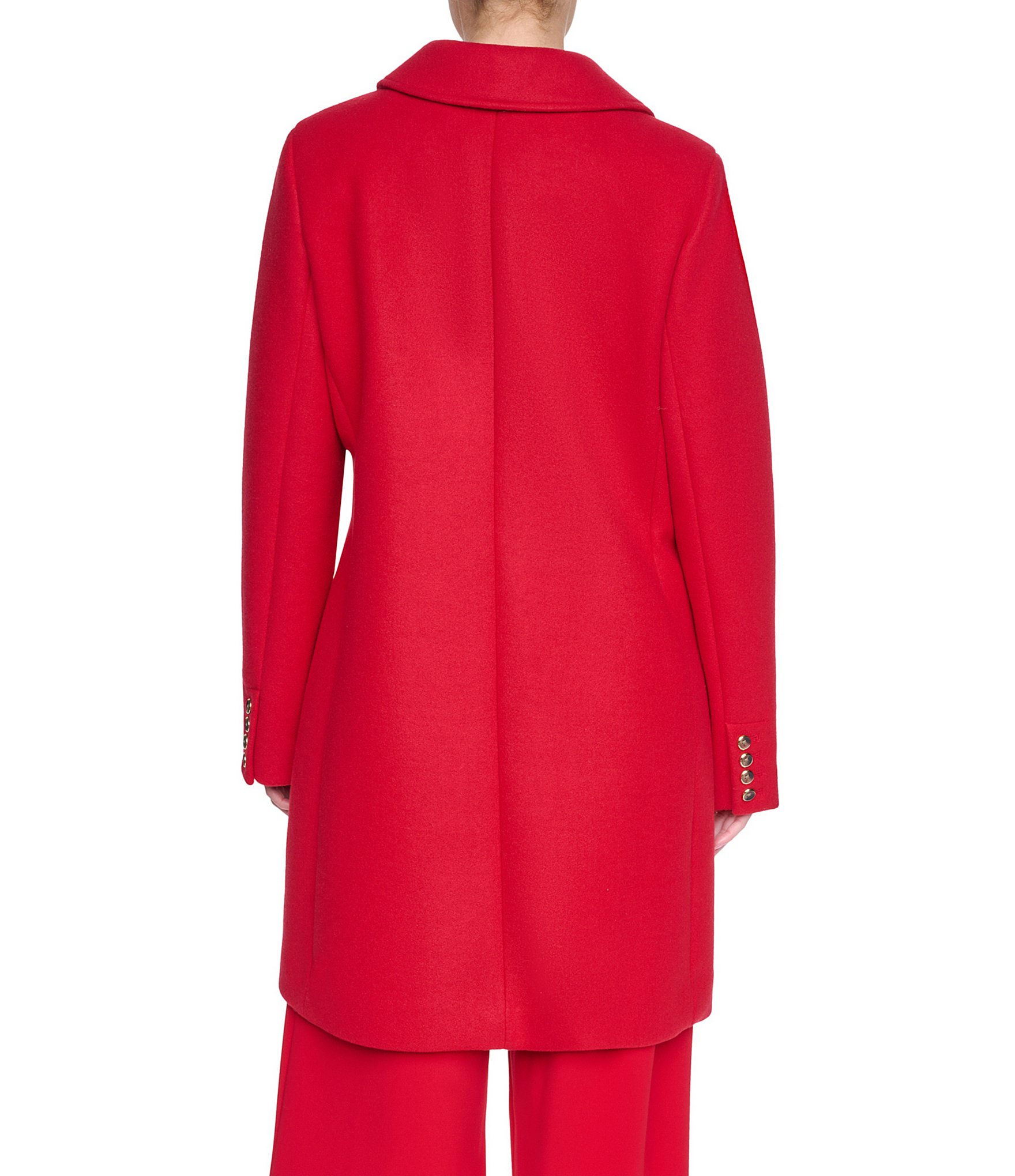 Halston Petite Size Wool Blend Point Collar Long Sleeves Single Breasted Walker Coat