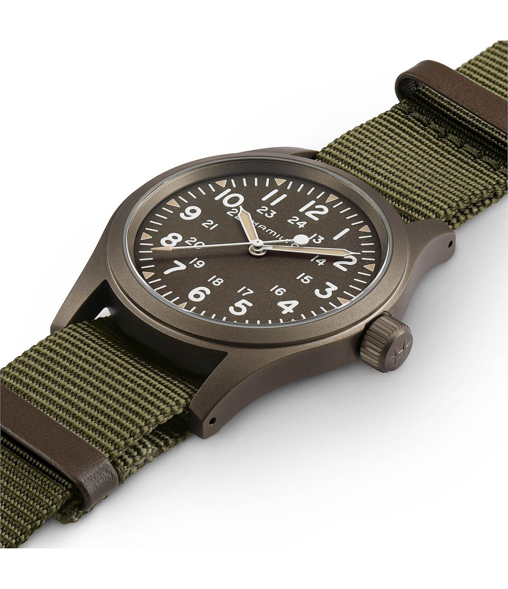 Hamilton Khaki Field Mechanical NATO Green Strap Watch