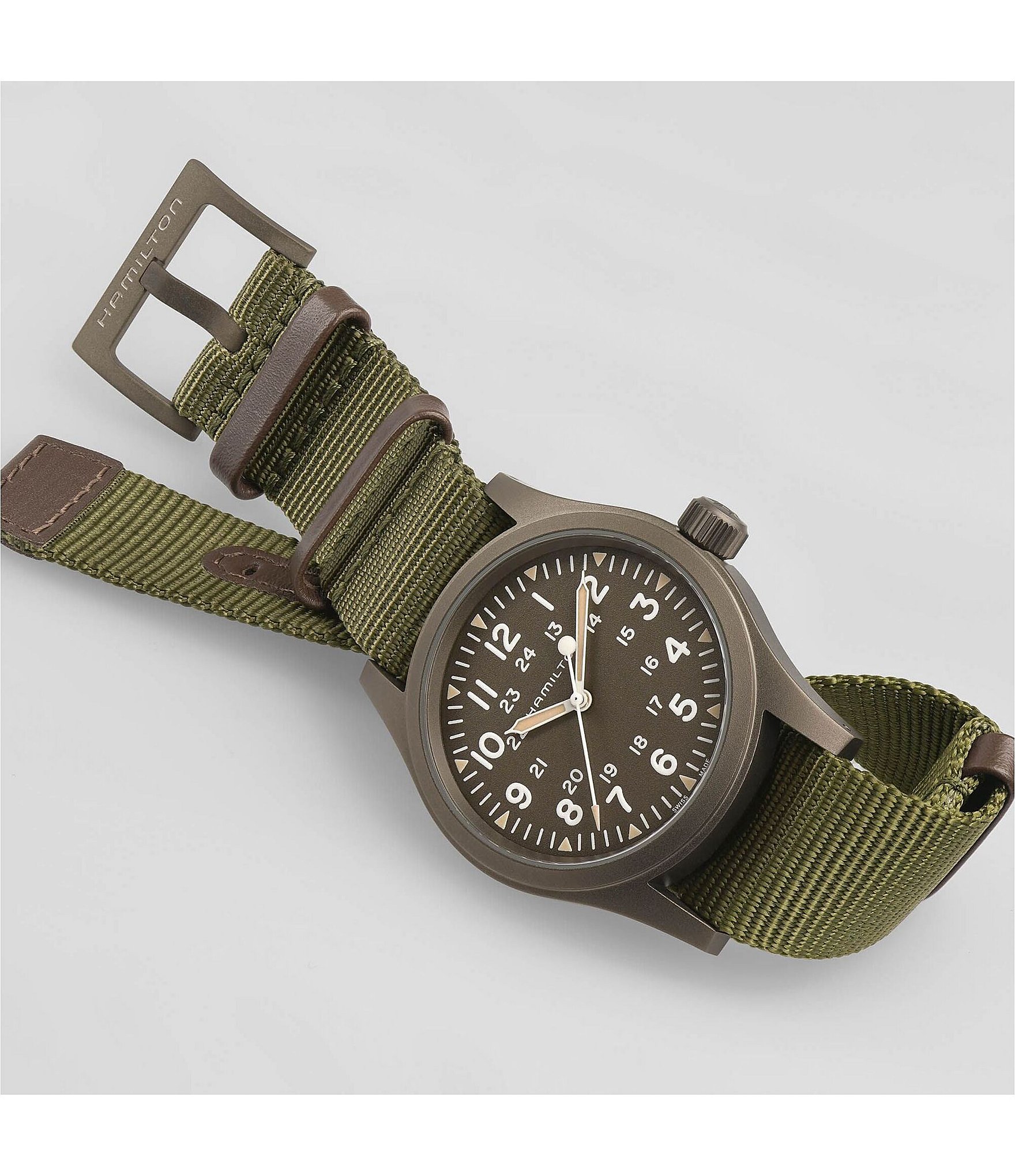 Hamilton Khaki Field Mechanical NATO Green Strap Watch