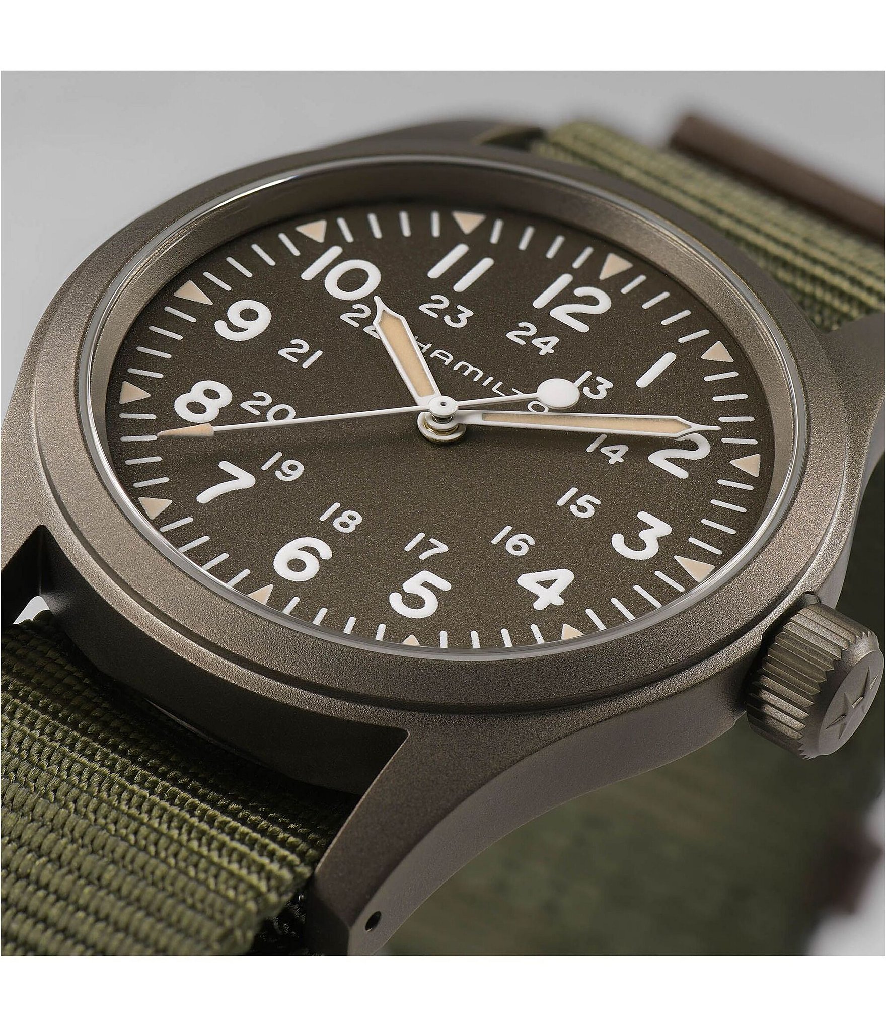 Hamilton Khaki Field Mechanical NATO Green Strap Watch