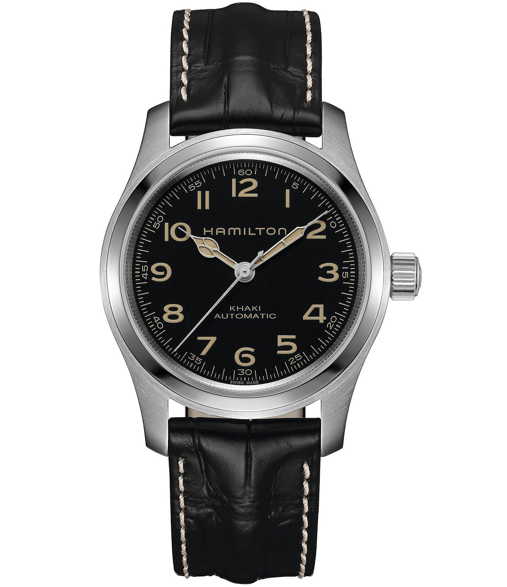 Hamilton Men's Khaki Field Murph Automatic Black Leather Strap Watch