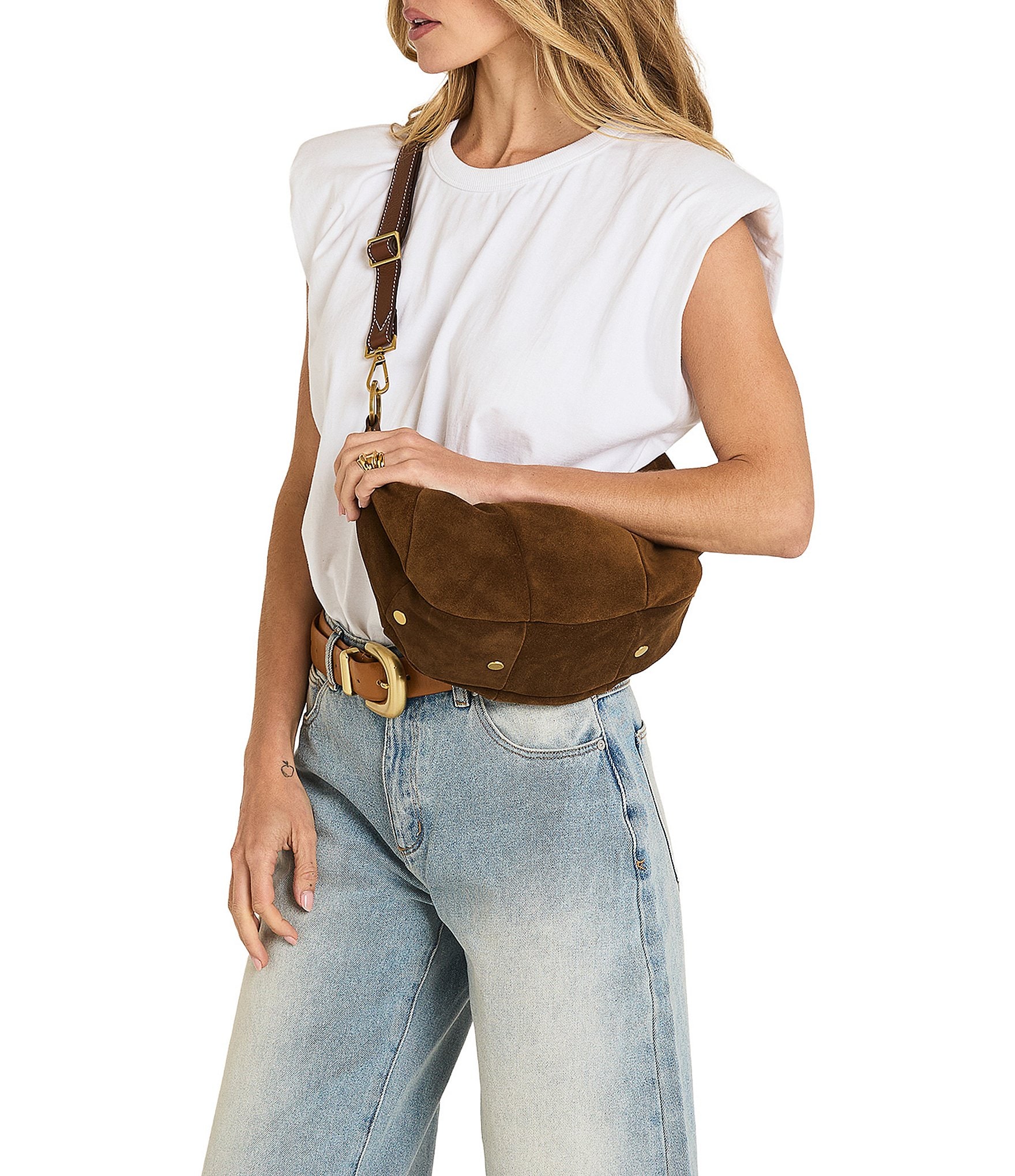 Hammitt Erica Medium Suede Croissant Shoulder Bag