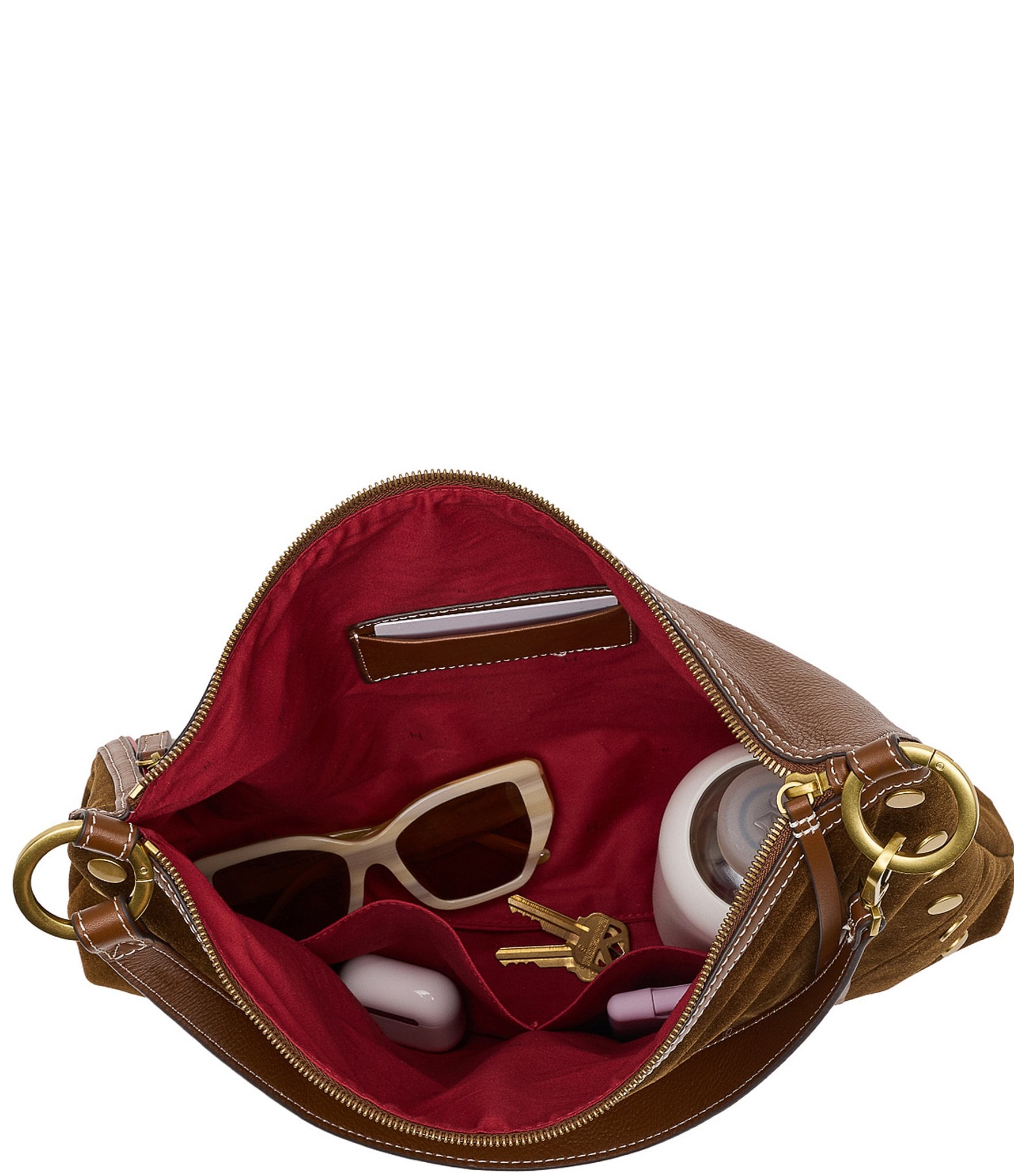 Hammitt Kyle Cinnamon Suede Large Studded Slouchy Shoulder Bag
