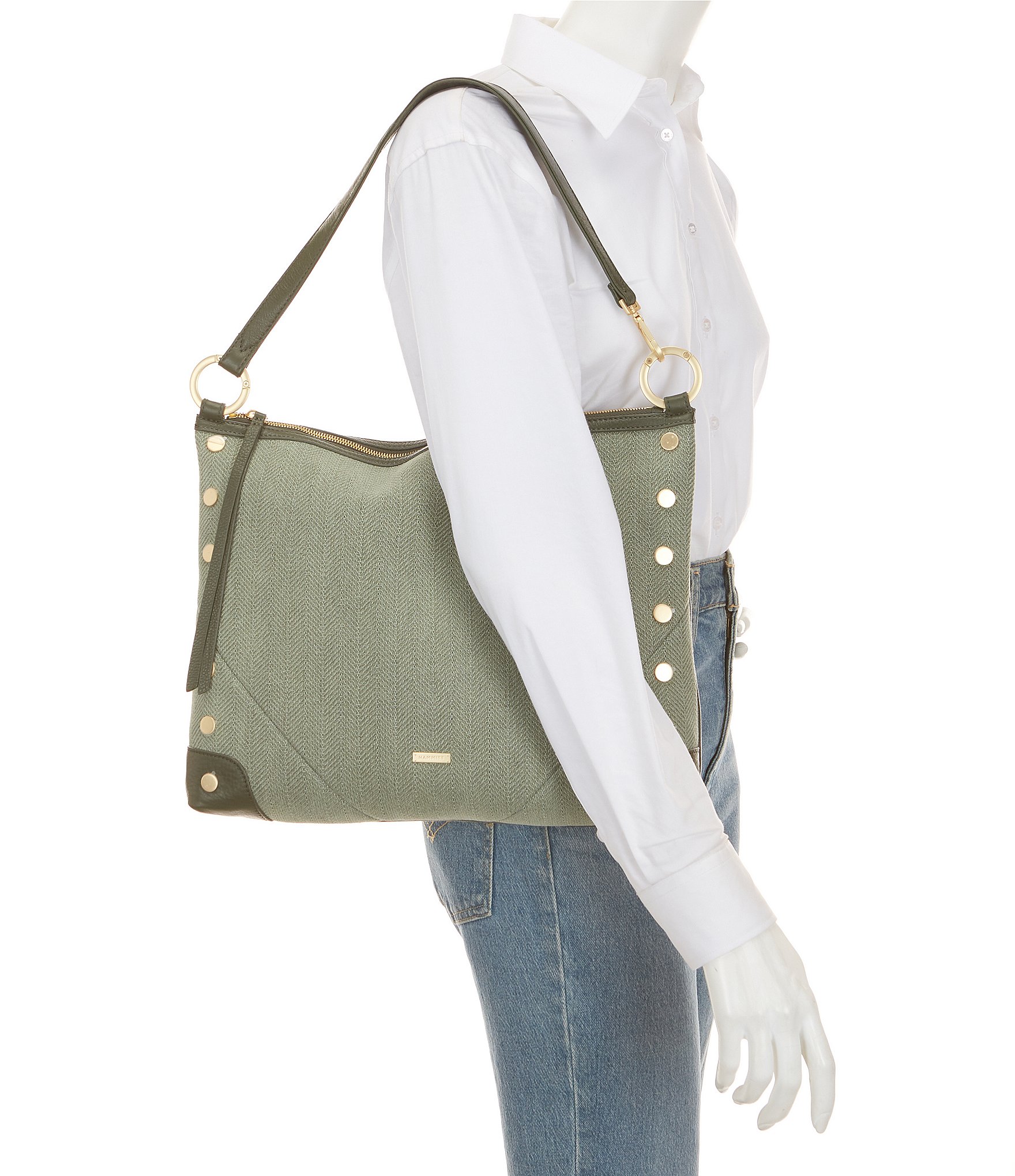 Hammitt Kyle Large Brushed Gold Canvas Shoulder Bag