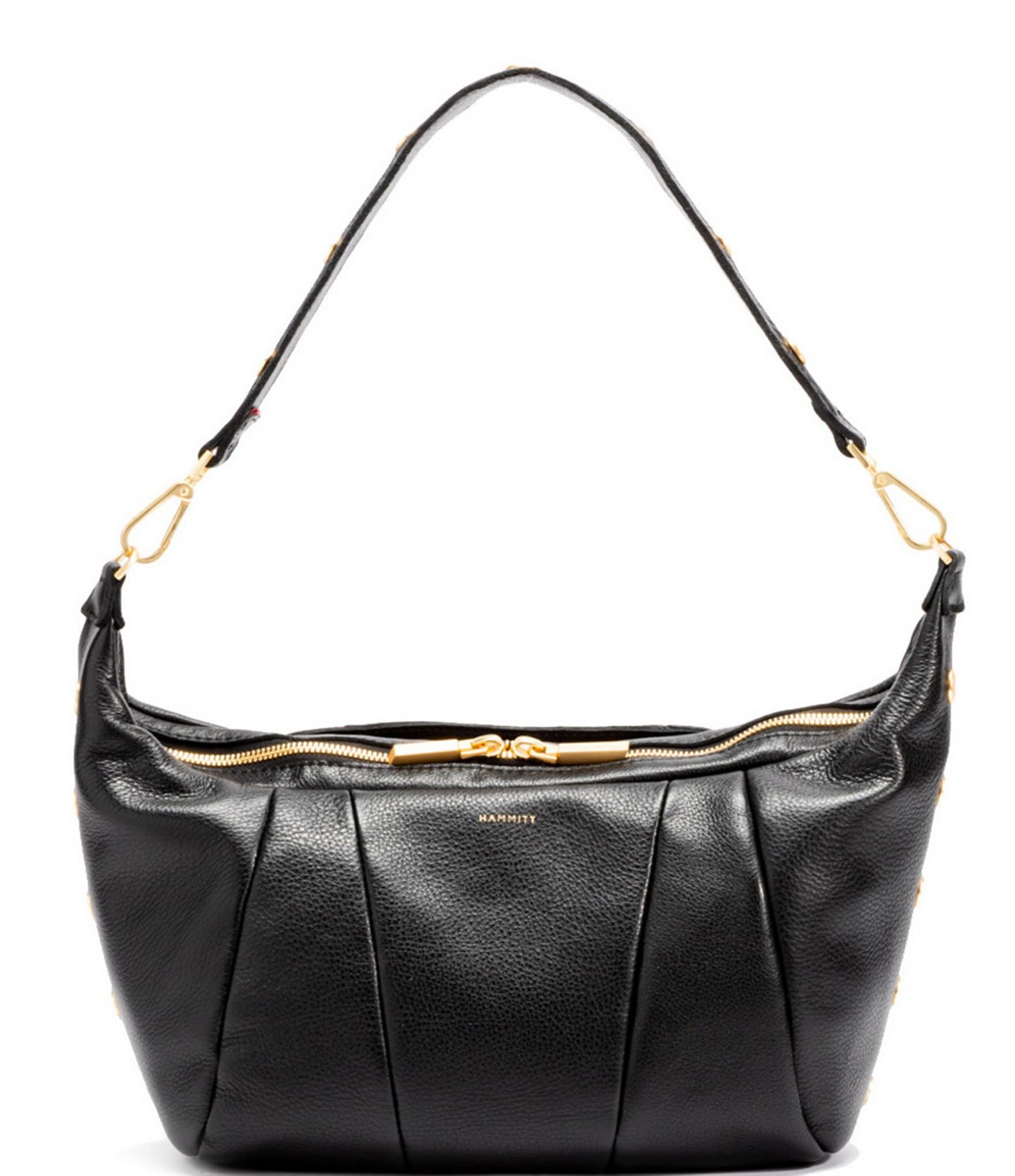 Hammitt Morgan Leather Gold Studded Shoulder Hobo Bag