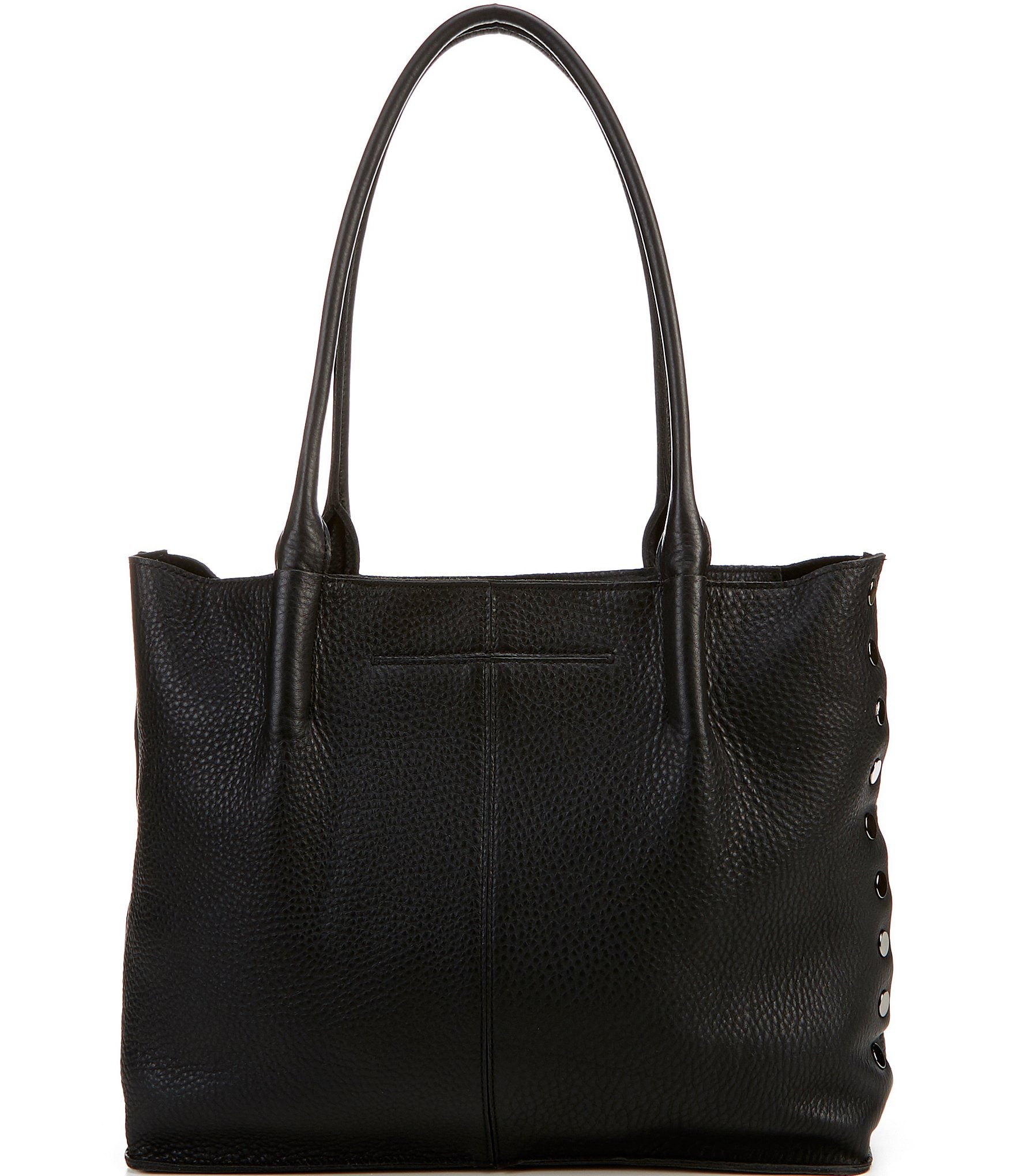 Hammitt Oliver Black Rivet Pebble Leather Snap Tote Bag