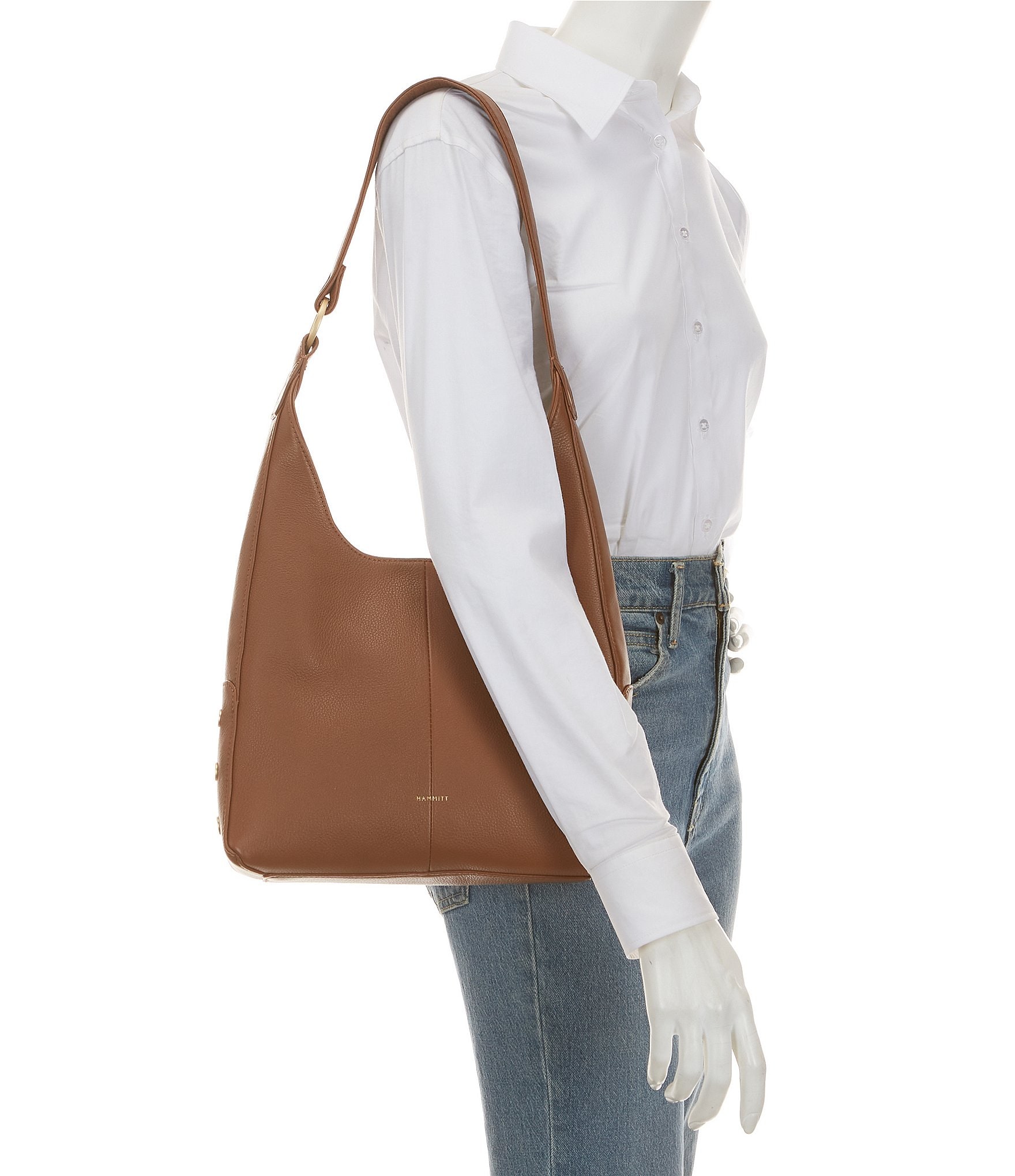 Hammitt Tim Medium Pebble Leather Gold Stud Shoulder Bag