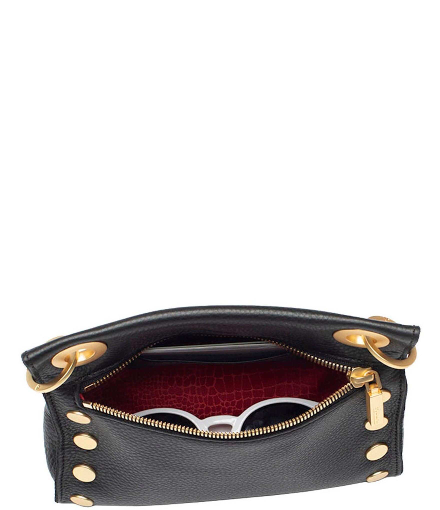 Hammitt Tony Gold Tone Grommet Studded Leather Crossbody Bag