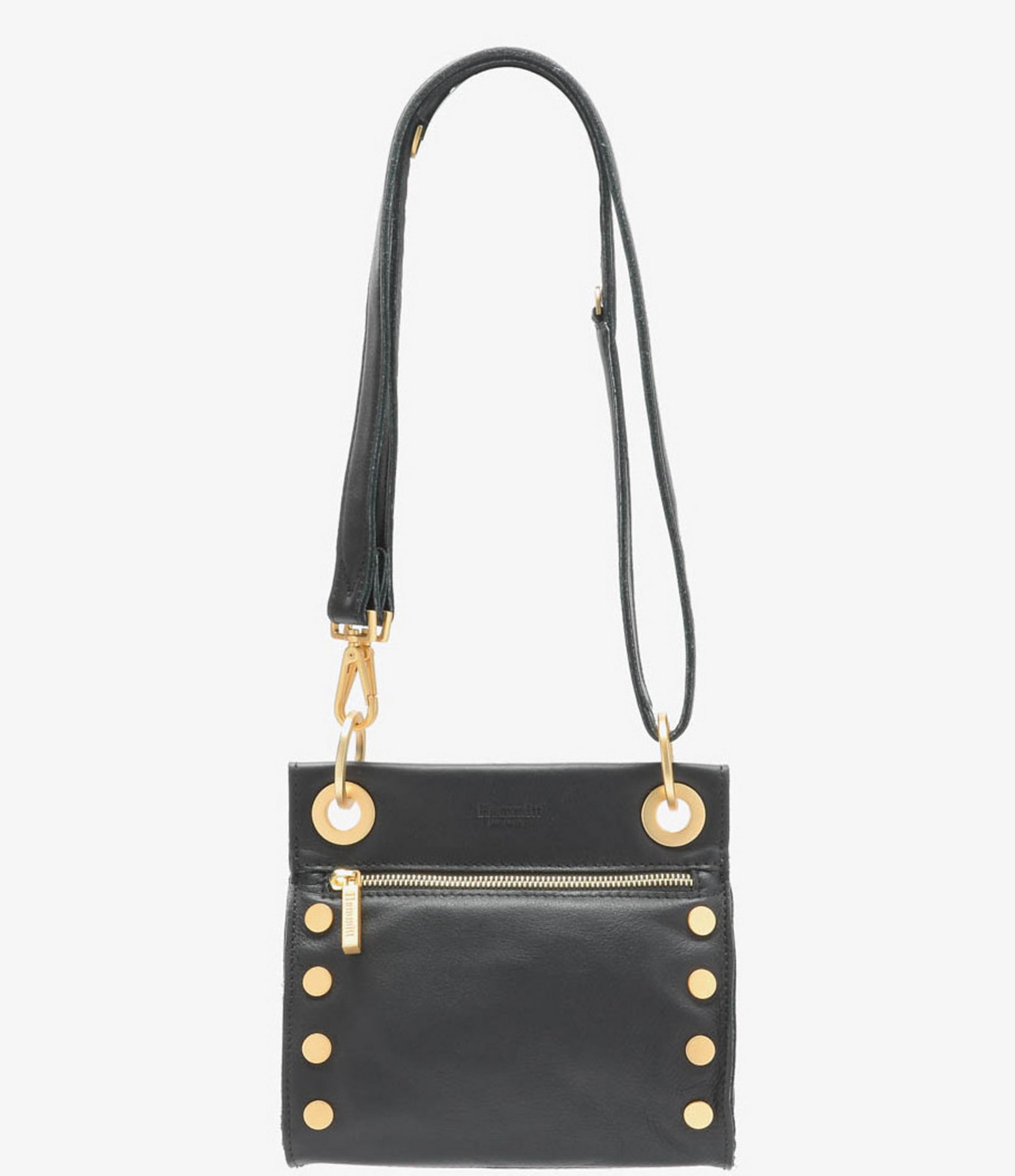 Hammitt Tony Gold Tone Grommet Studded Leather Crossbody Bag