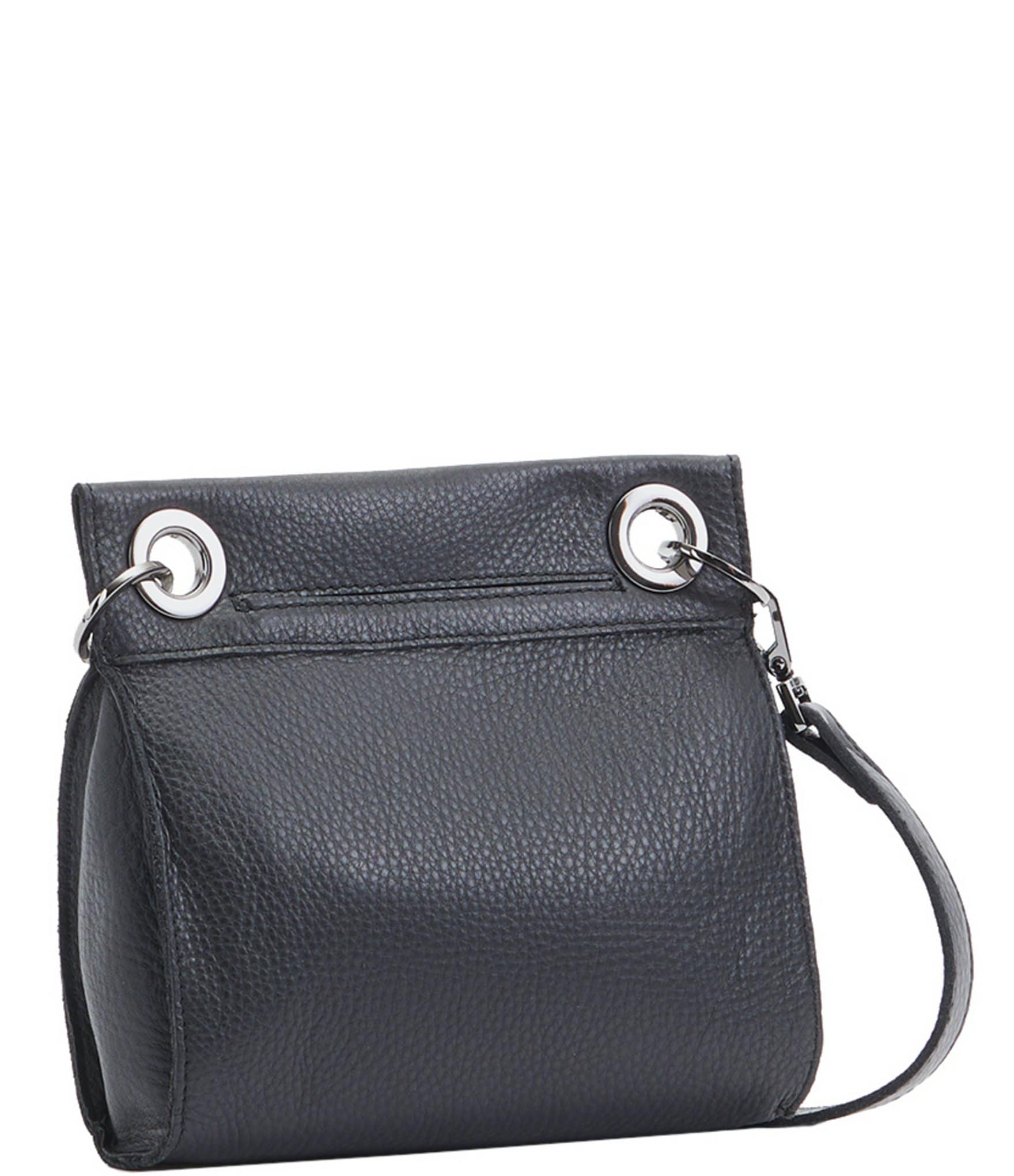 Hammitt Tony Grommet Studded Black Leather Crossbody Bag