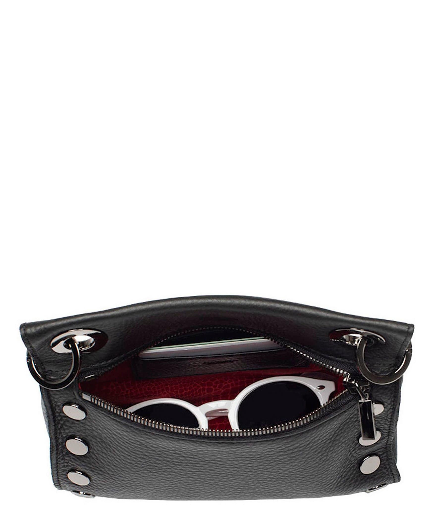 Hammitt Tony Grommet Studded Black Leather Crossbody Bag