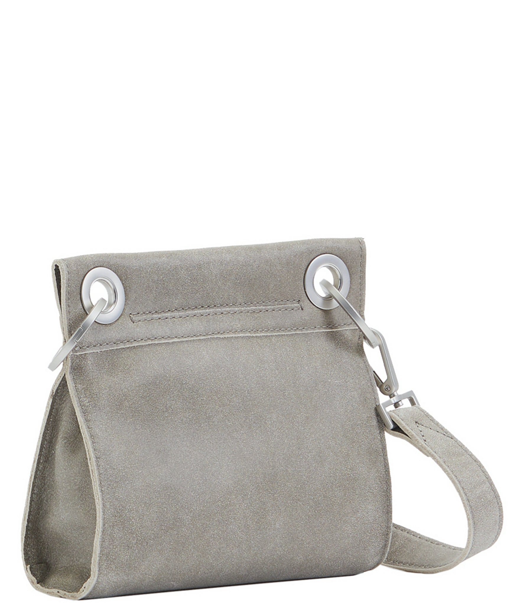 Hammitt Tony Grommet Studded Pewter Leather Crossbody Bag