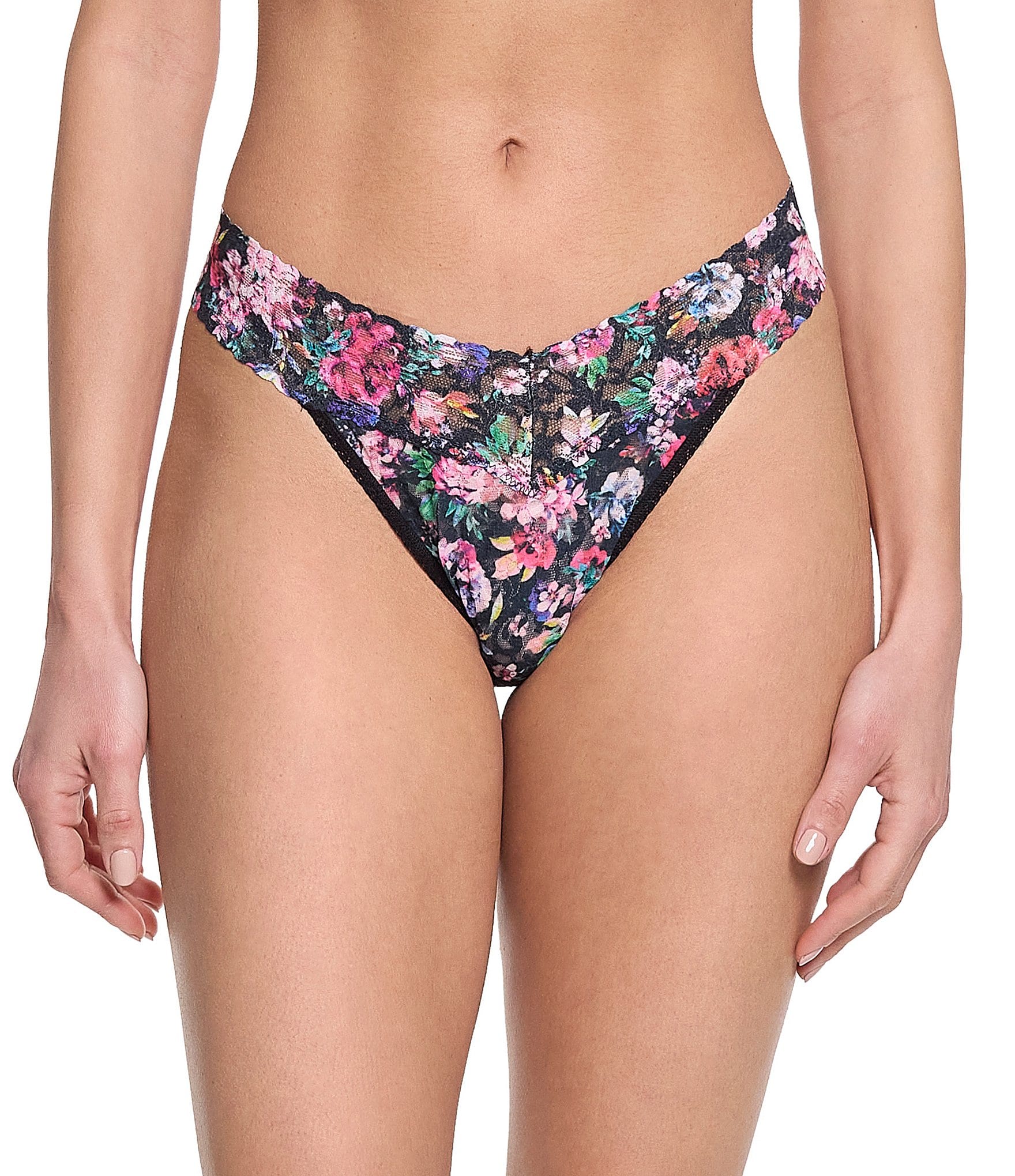 Hanky Panky Floral Printed Original Rise Lace Thong