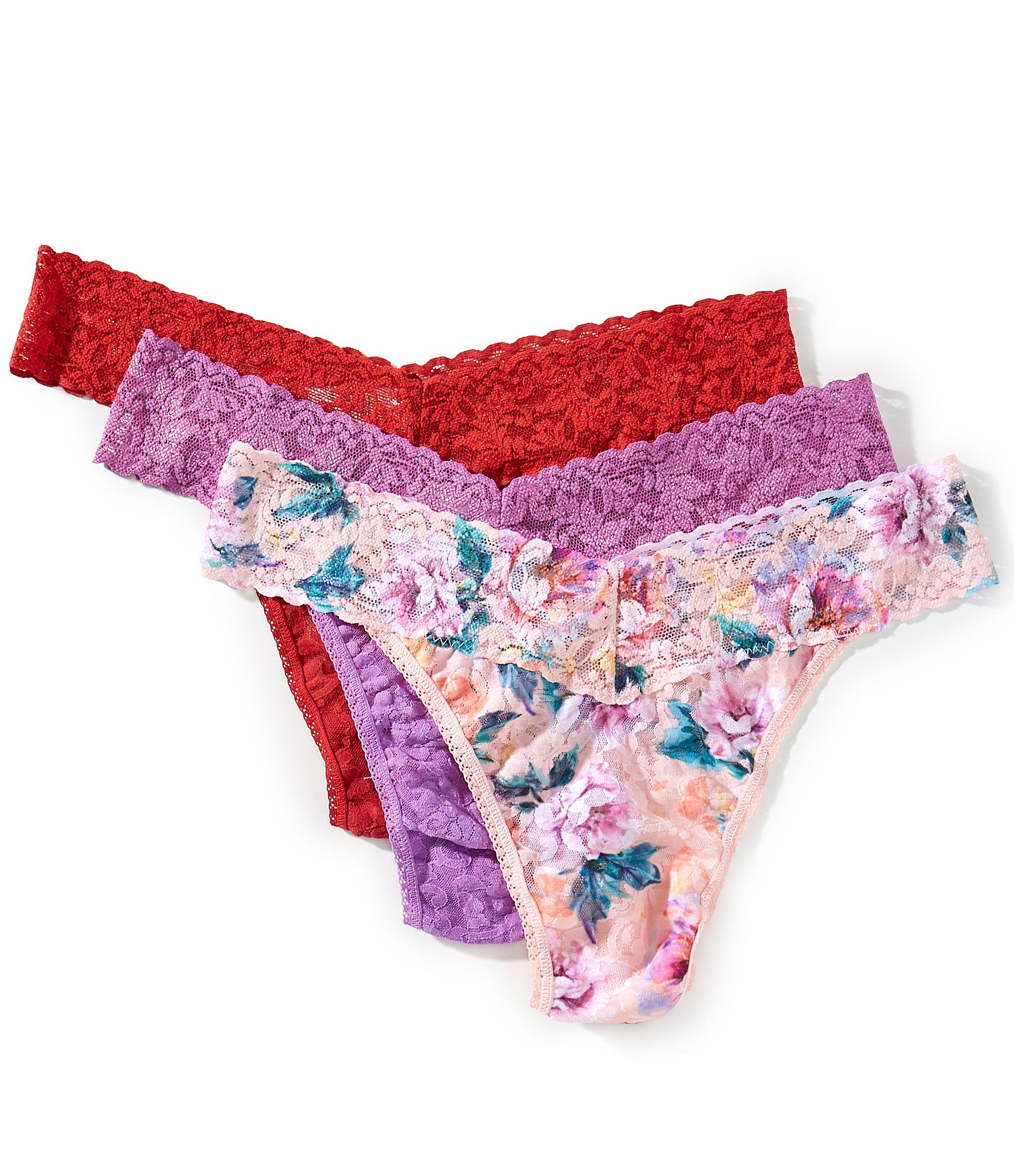 【HANKY PANKY】stretch-organic cotton original-rise thongs Hanky Panky Organic Cotton Orginial Rise Thong with Lace