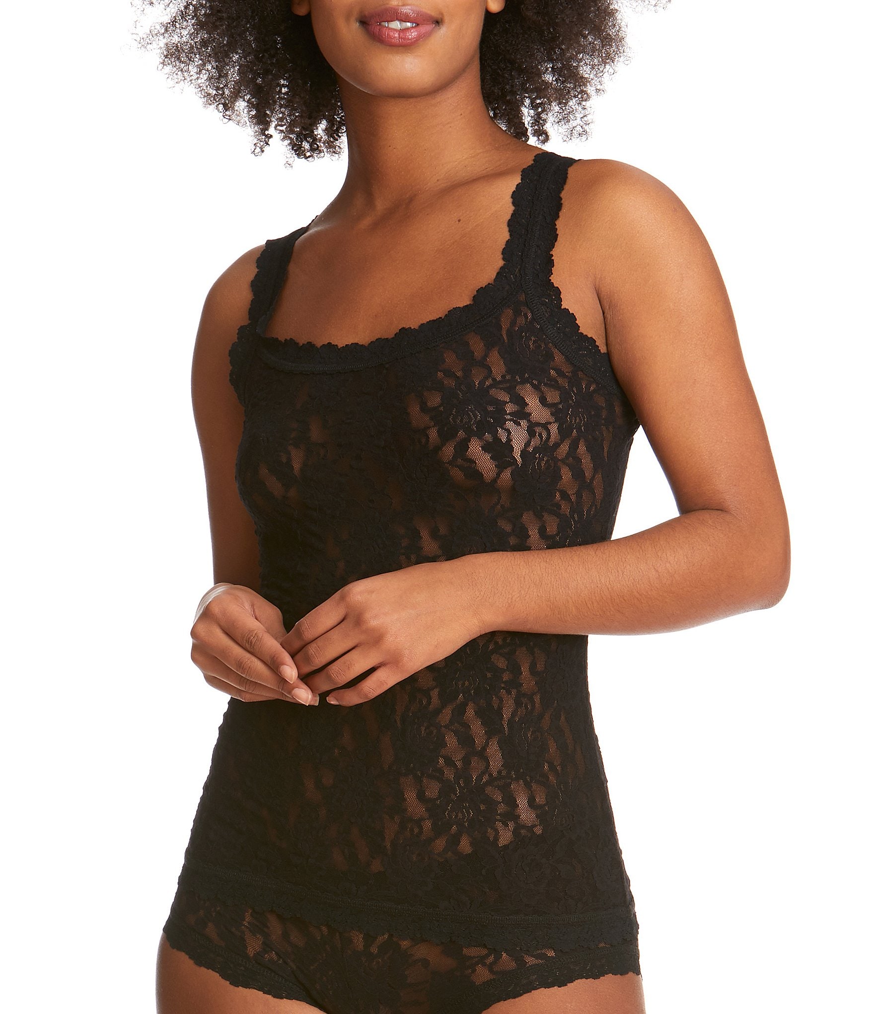 Nude See Through Elastic Lace Tank Top Camisole -  Israel