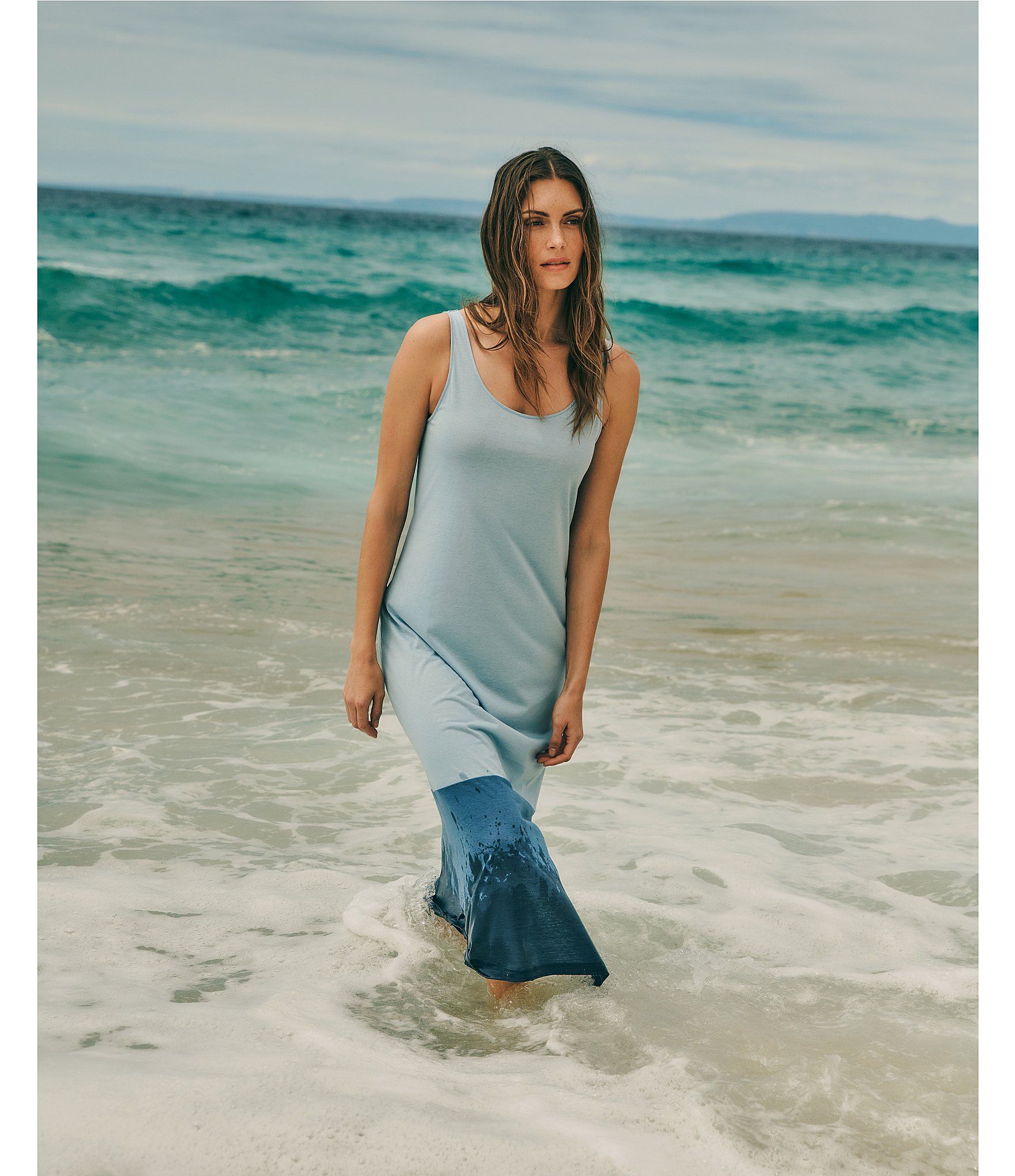 Hanro Laura Round Neck Sleeveless Long Tank Nightgown