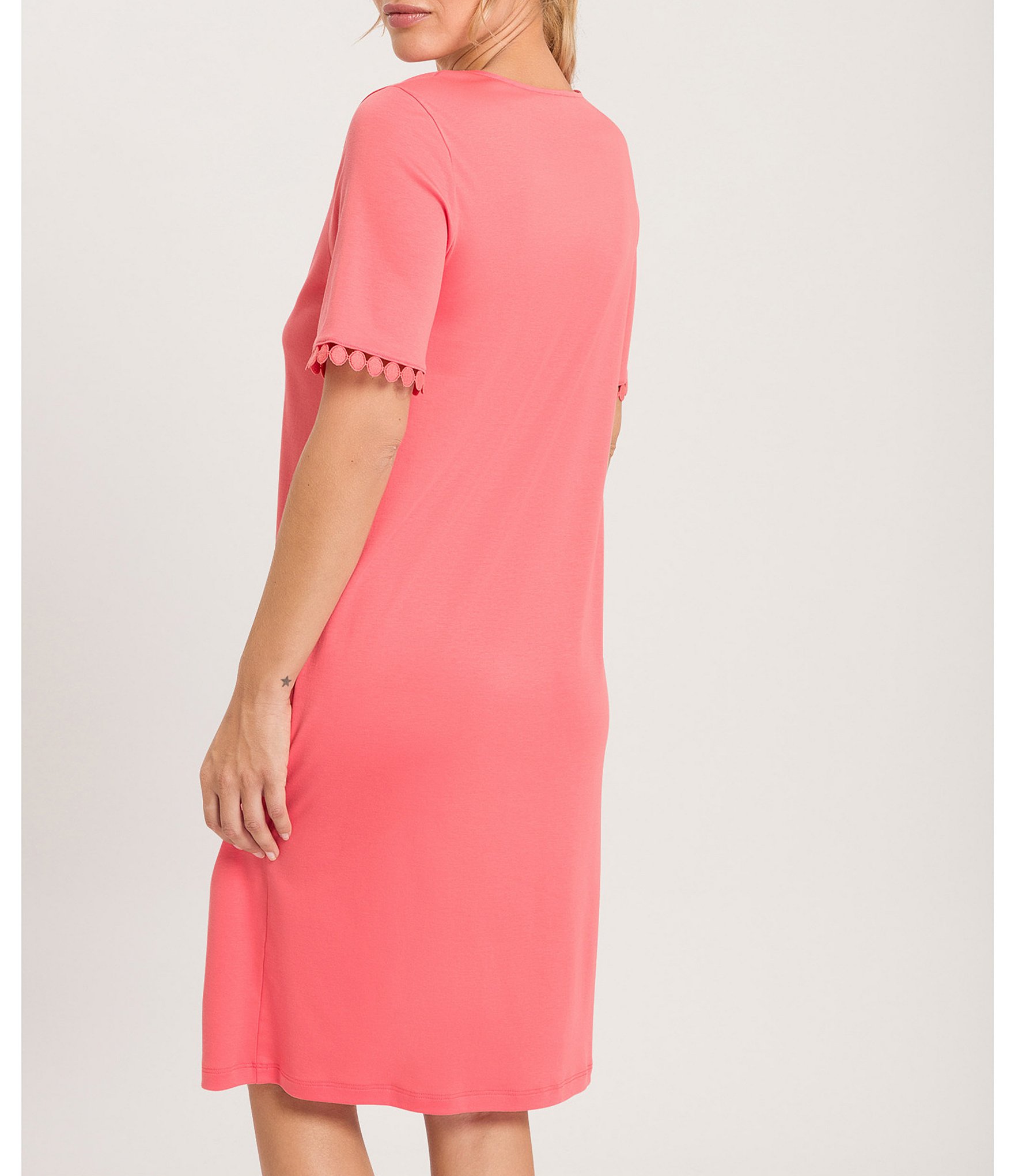 Hanro Rosa Short Sleeve Cotton Knit Nightgown