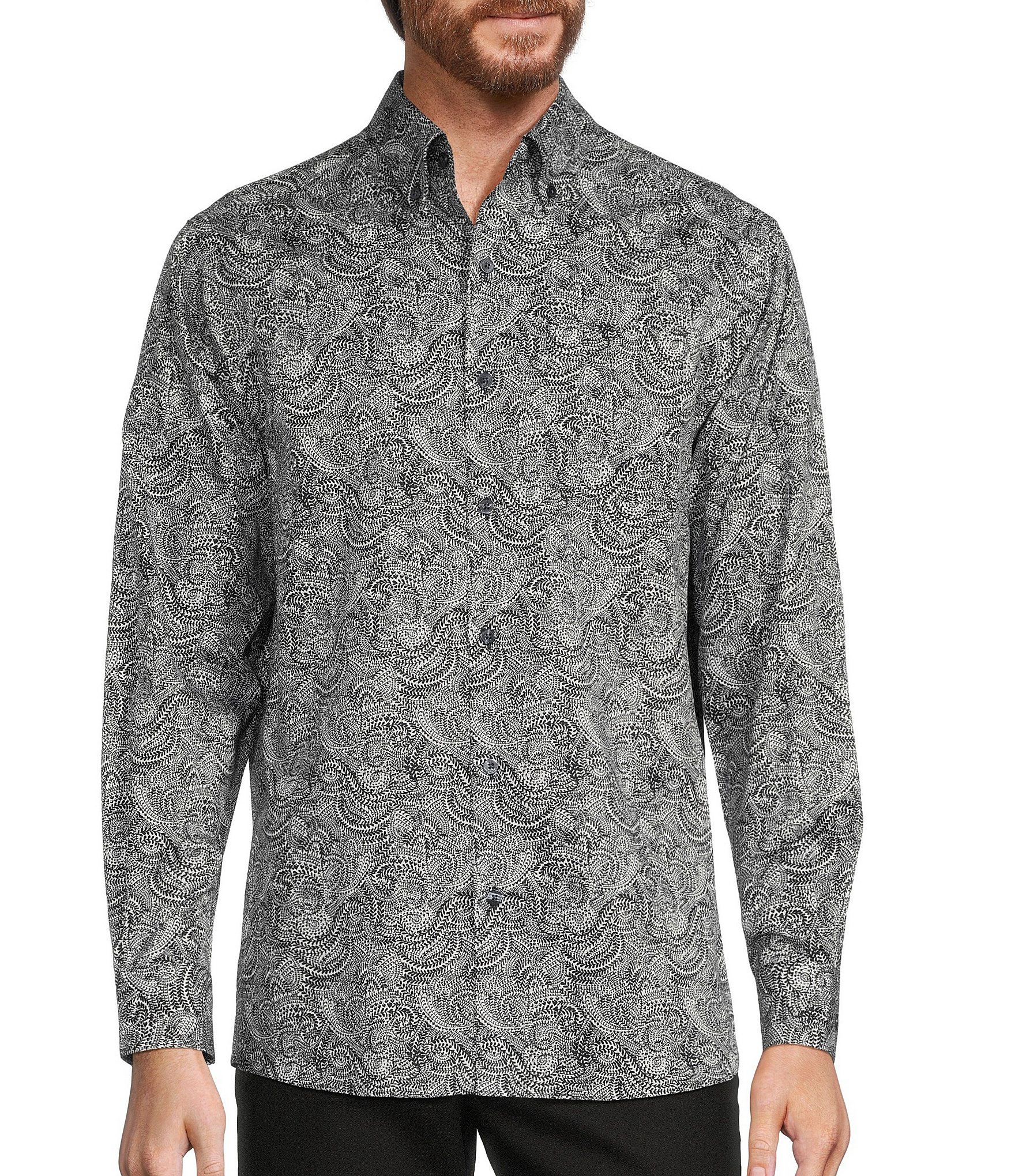 Paisley &Amp; Gray Slim Fit Spread Collar Sport Shirt