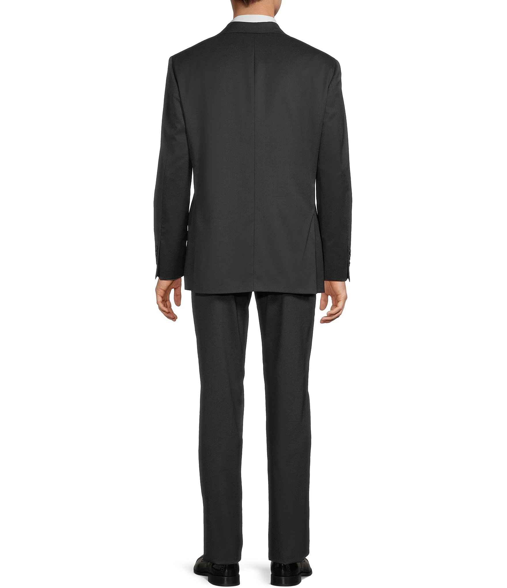 Hart Schaffner Marx Chicago Classic Fit Flat Front Solid Wool Blend 2-Piece Suit