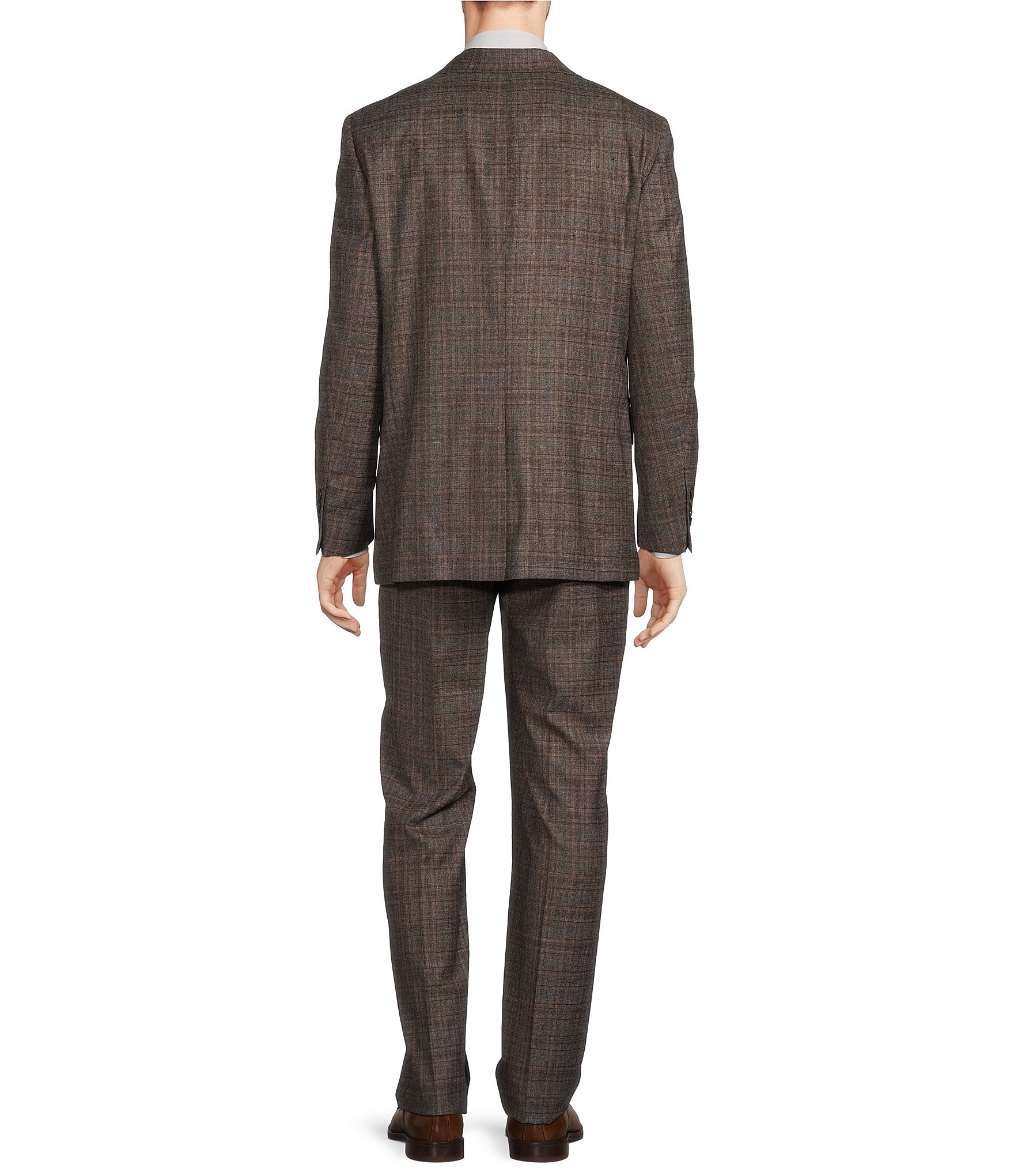 Hart Schaffner Marx Chicago Classic Fit Reverse Pleat Plaid Pattern 2-Piece Suit