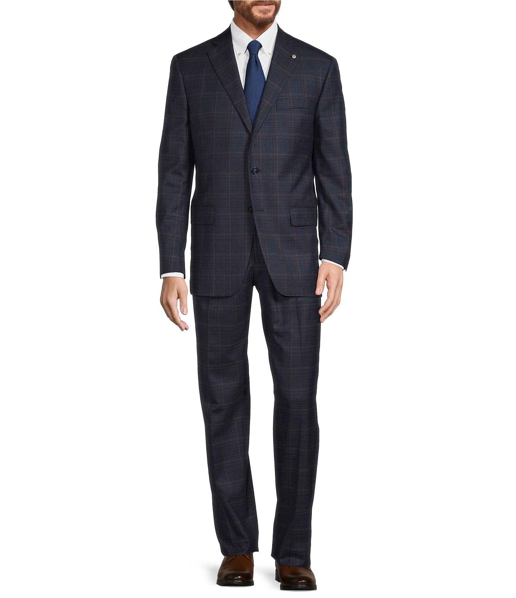 Calvin klein shop blue plaid suit