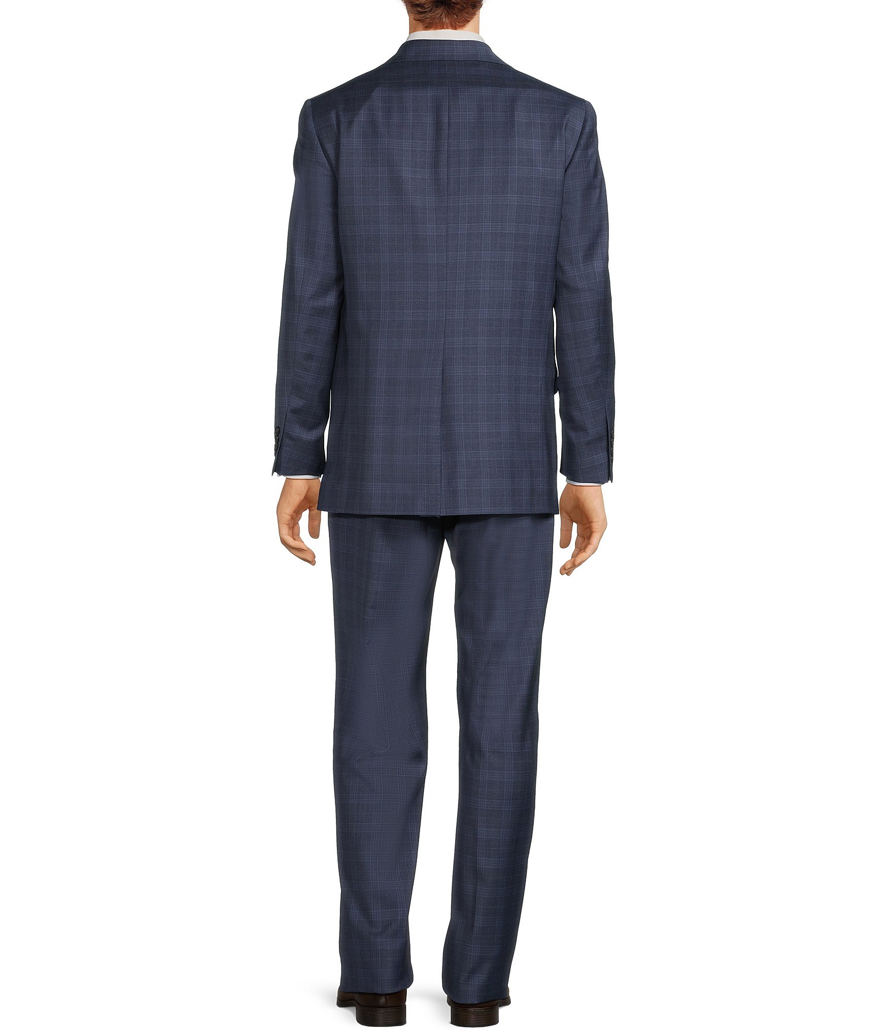 Hart Schaffner Marx Chicago Classic Fit Reverse Pleated Plaid 2-Piece Suit