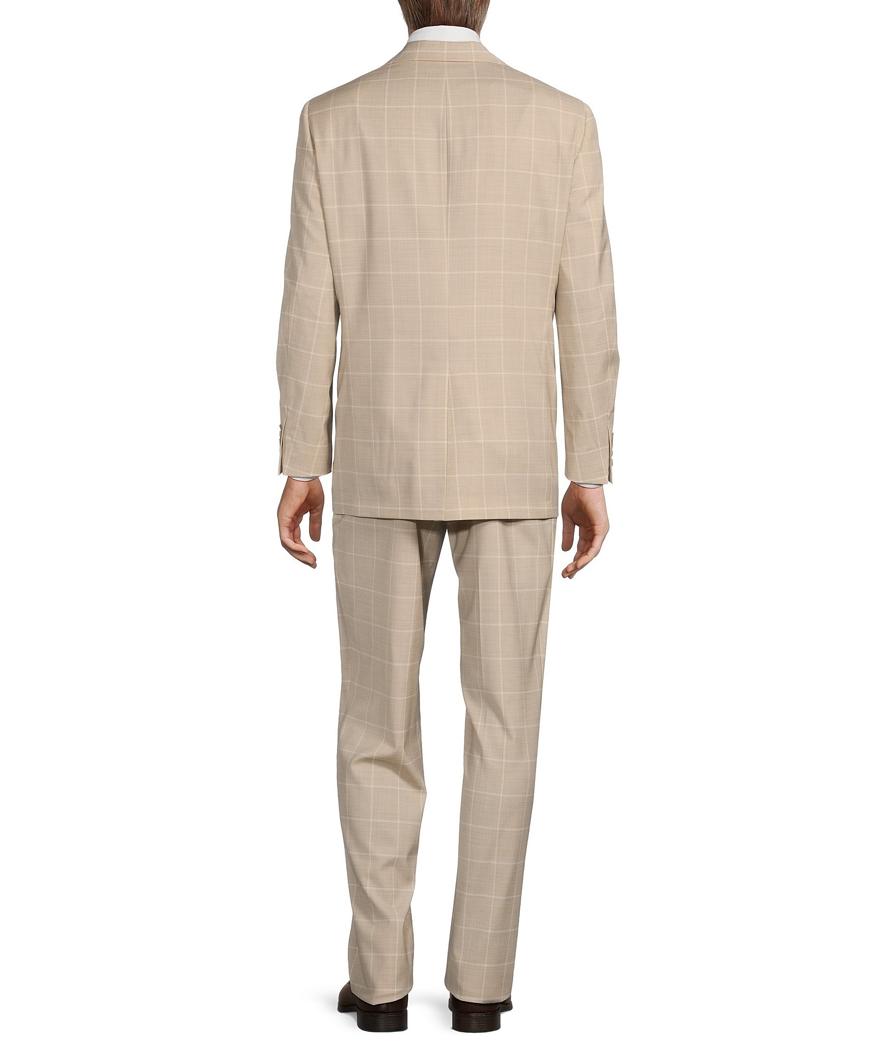 Hart Schaffner Marx Chicago Classic Fit Reverse Pleated Grid Pattern 2-Piece Suit