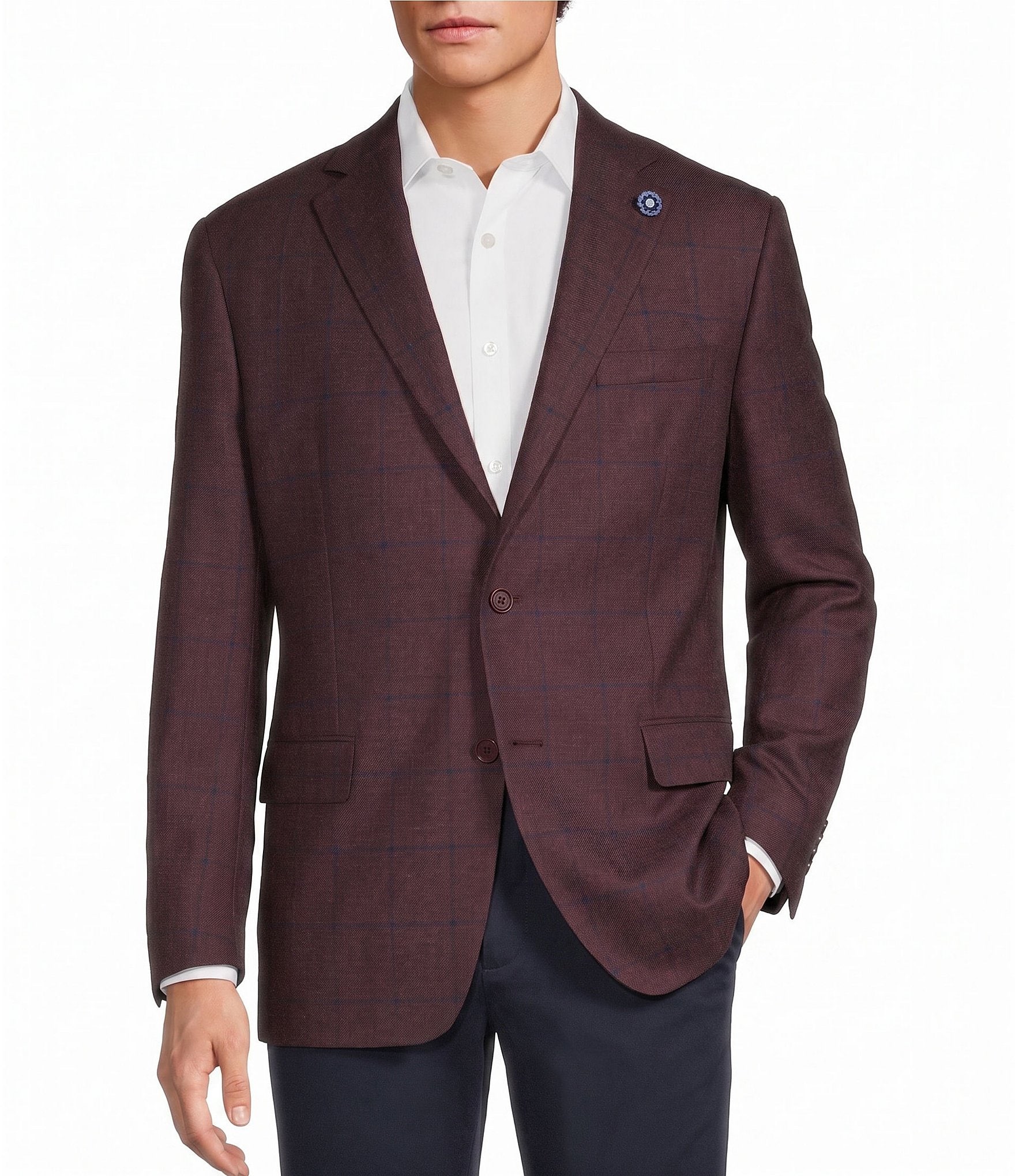 Hart Schaffner Marx Chicago Classic Fit Windowpane Plaid Sport Jacket