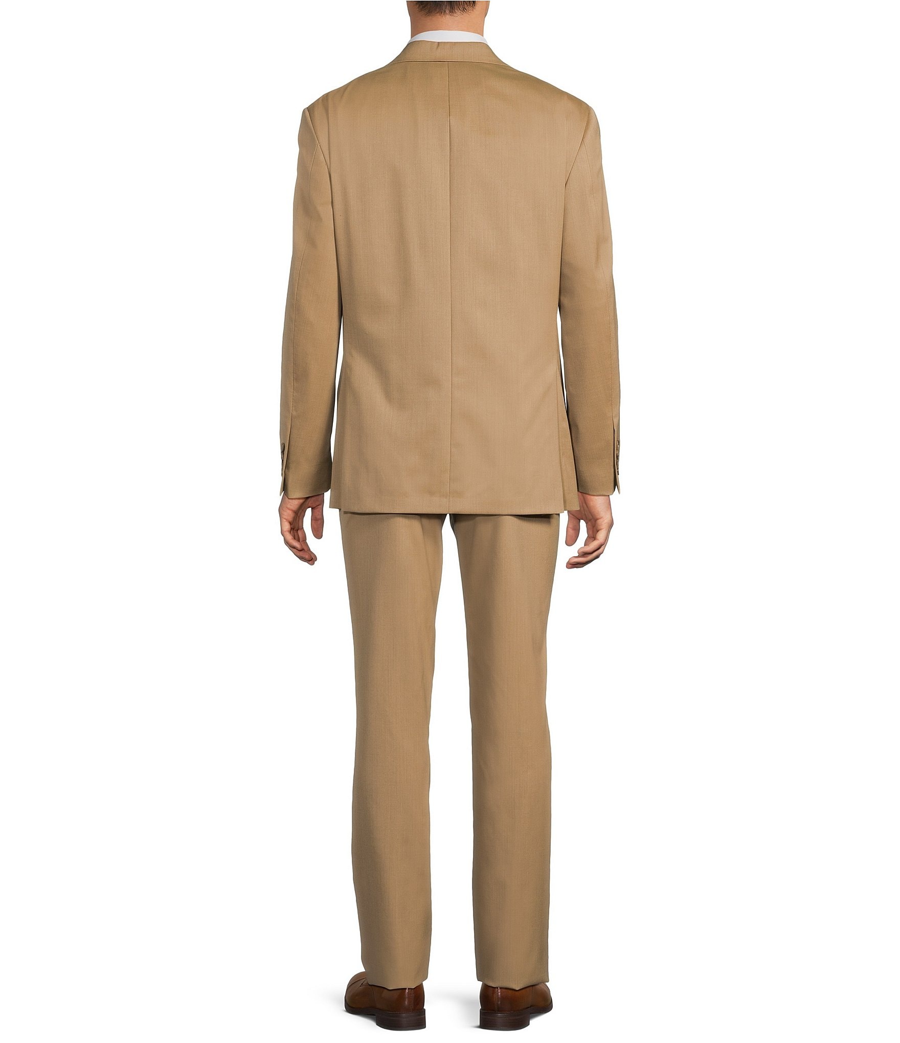 Hart Schaffner Marx Chicago Classic Flat Front Solid Wool Blend 2-Piece Suit