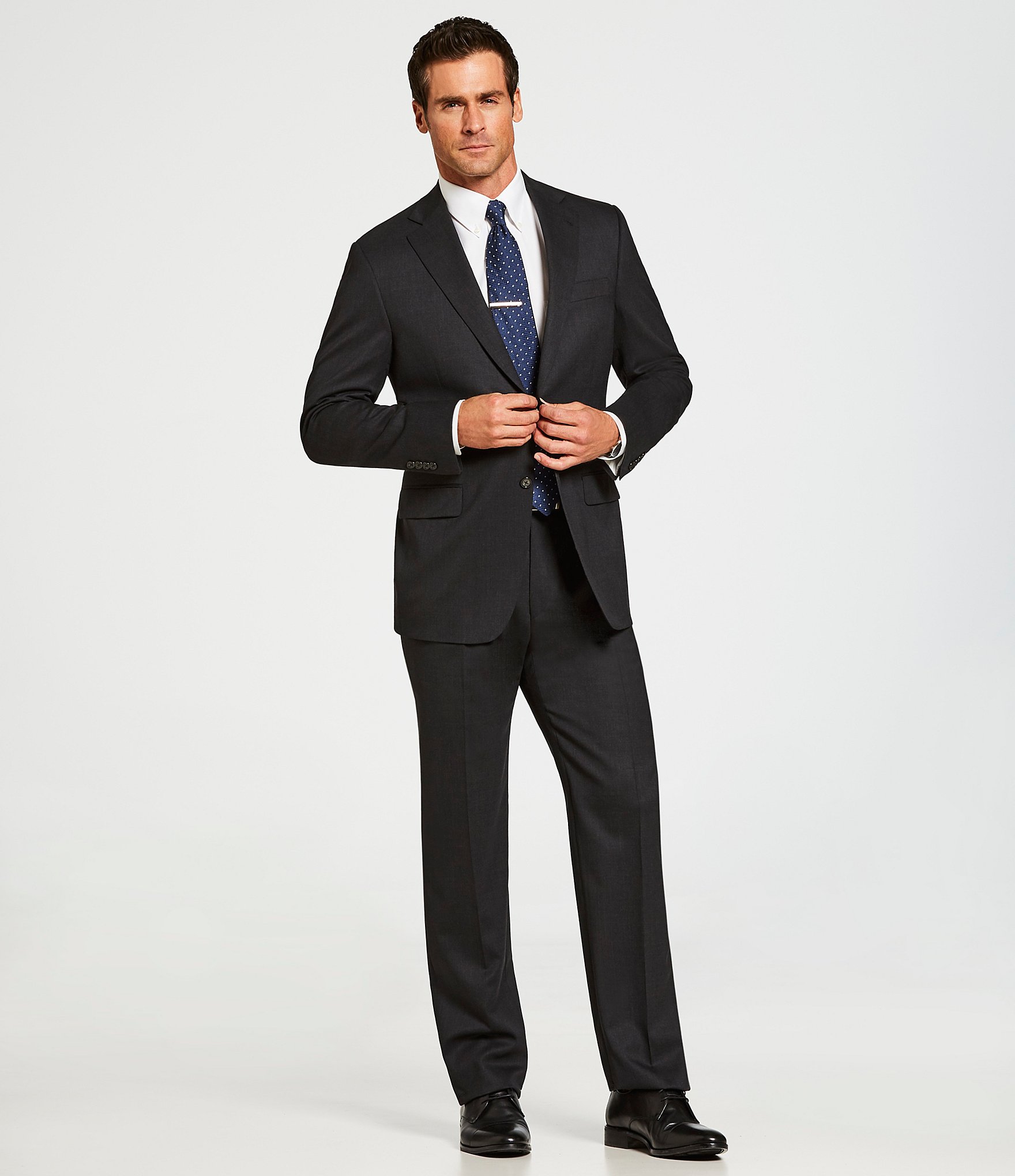 Hart Schaffner Marx Chicago Classic Fit Pleated Solid 2-Piece Suit