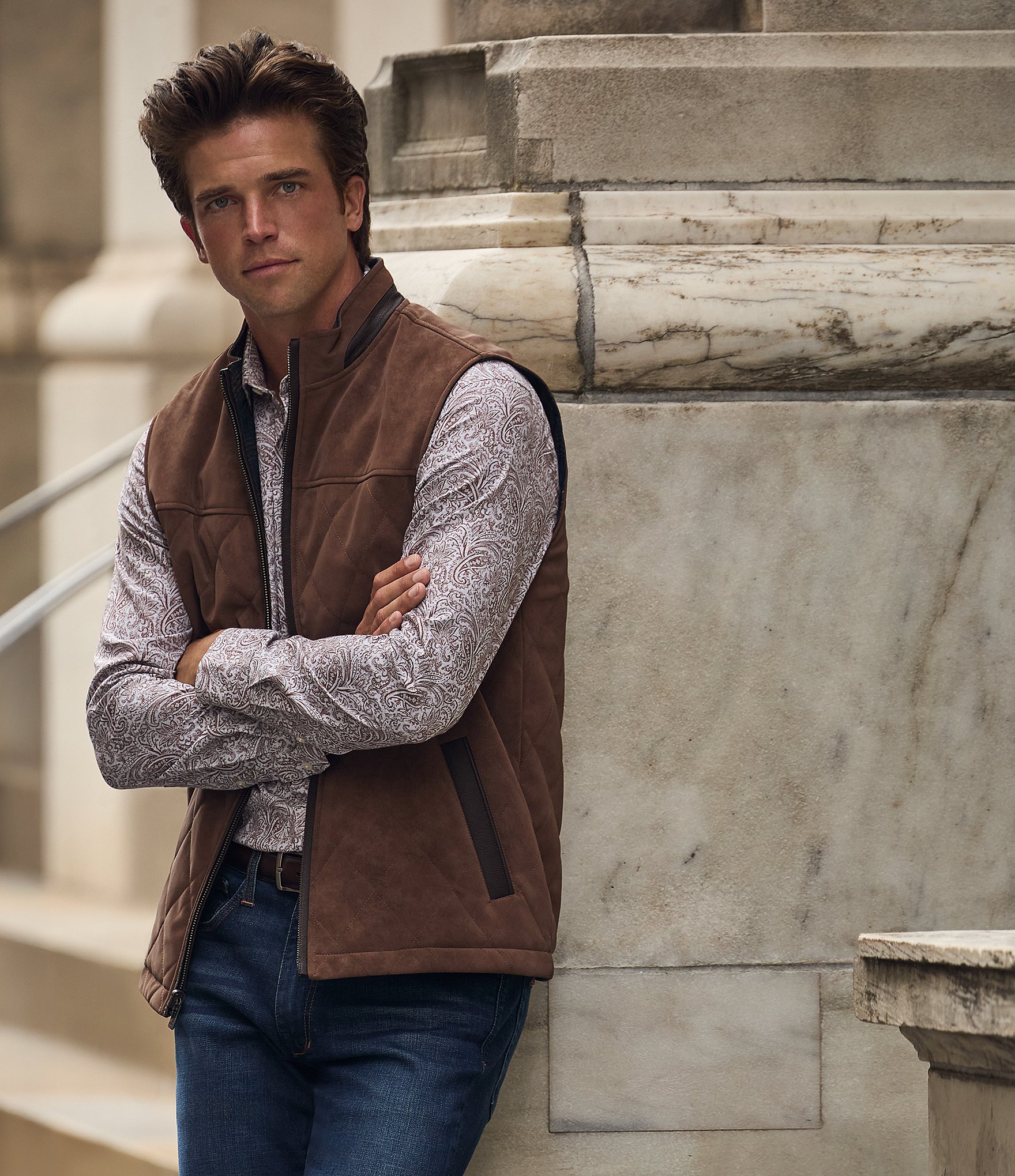 Hart Schaffner Marx Diamond Quilt Pattern Reversible Vest