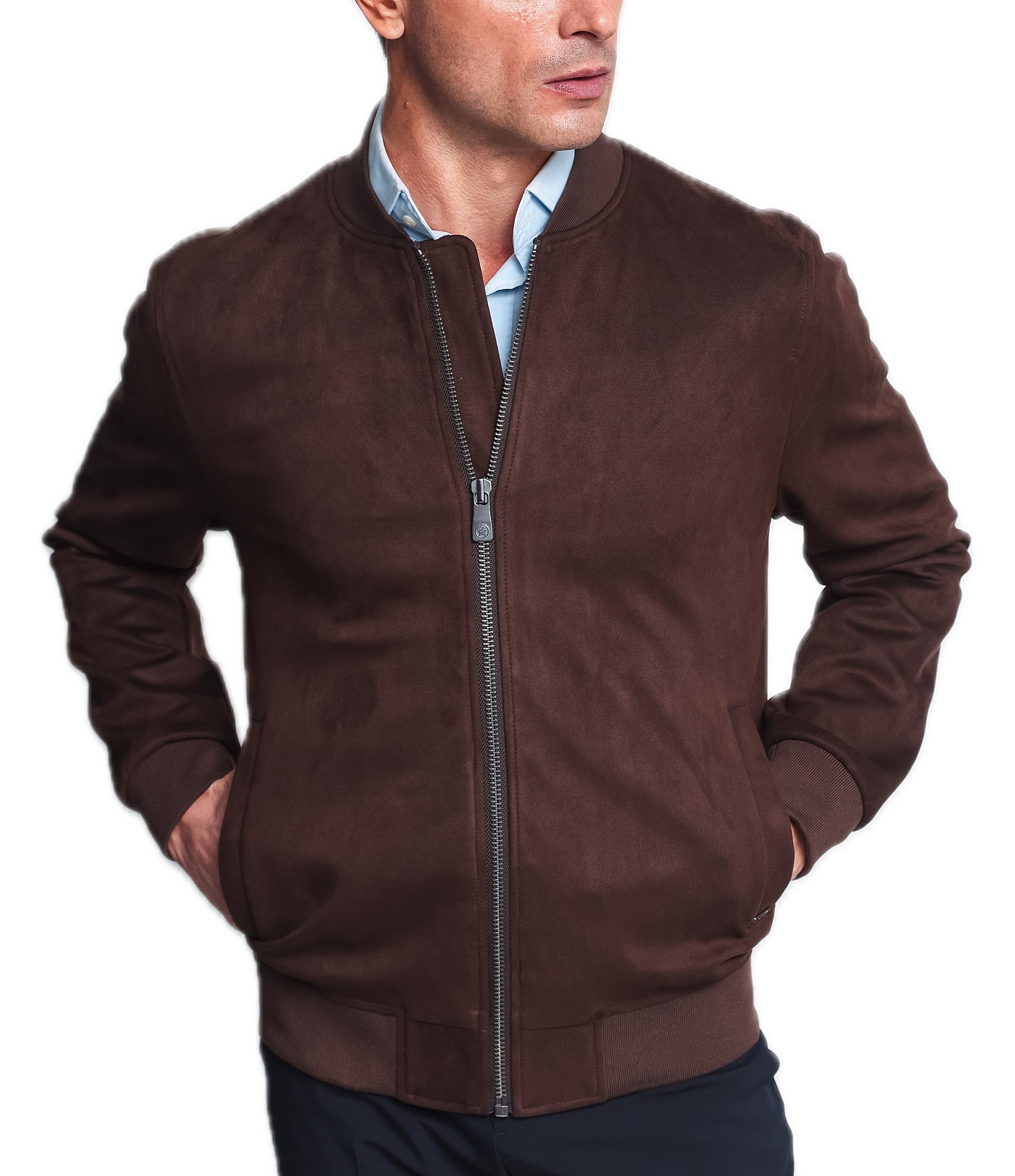 Hart Schaffner Marx Hampton Bomber Faux Suede Jacket