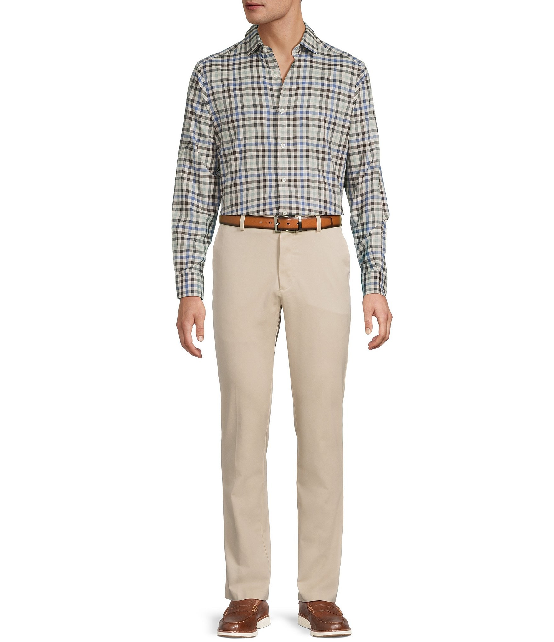 Hart Schaffner Marx Long Sleeve Checkered Heather Woven Shirt