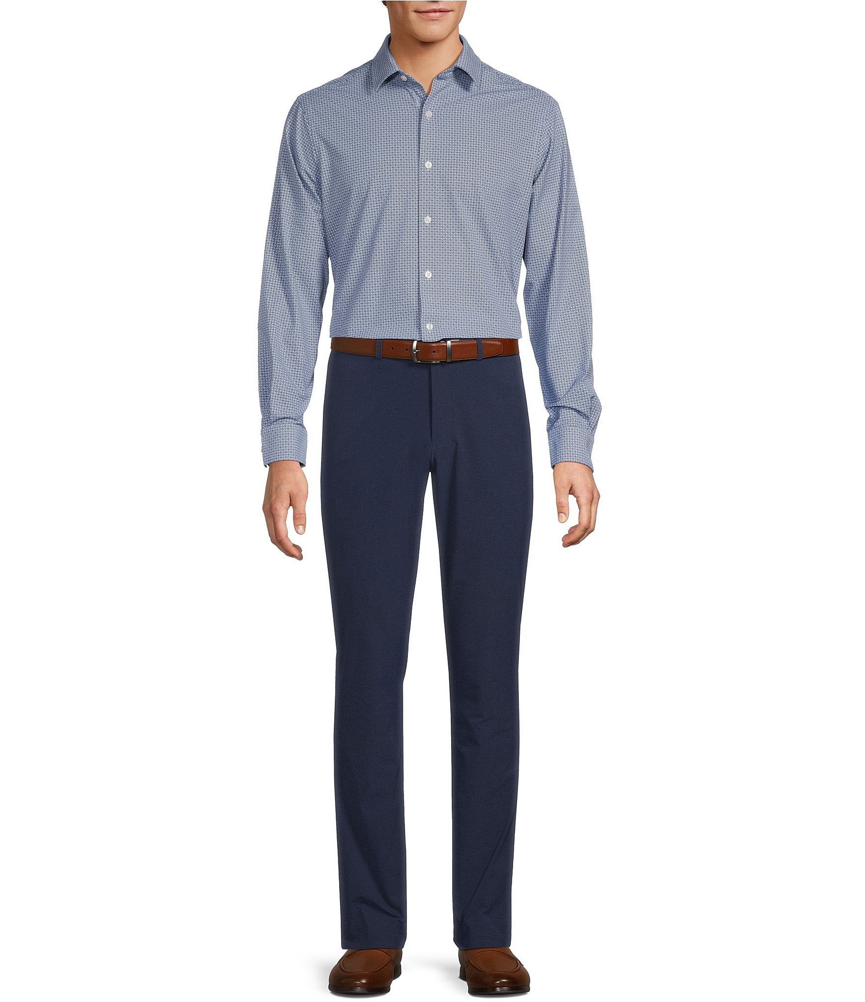 Hart Schaffner Marx Long Sleeve Luxury Performance Circle Geo Shirt
