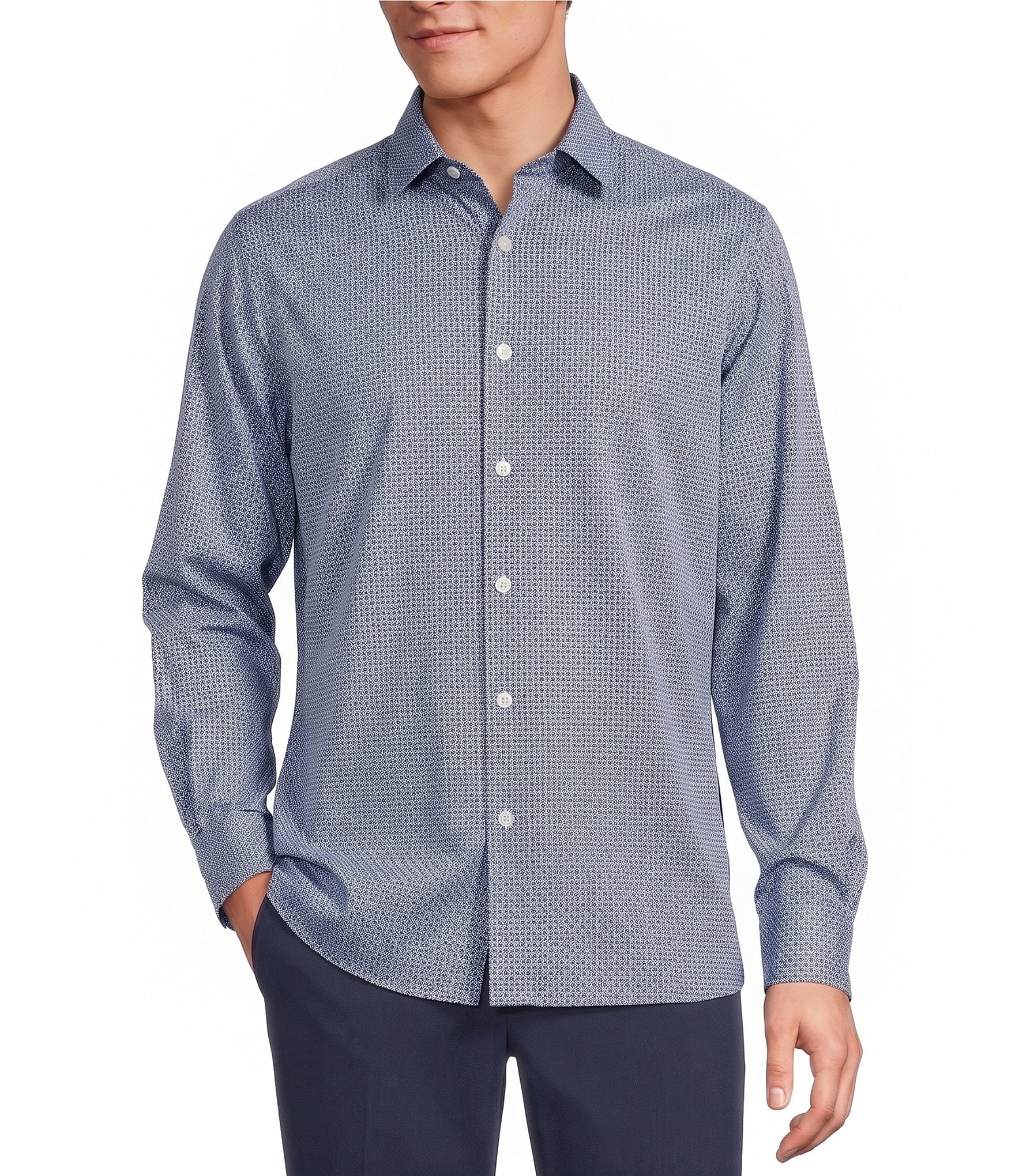 Hart Schaffner Marx Long Sleeve Luxury Performance Circle Geo Shirt