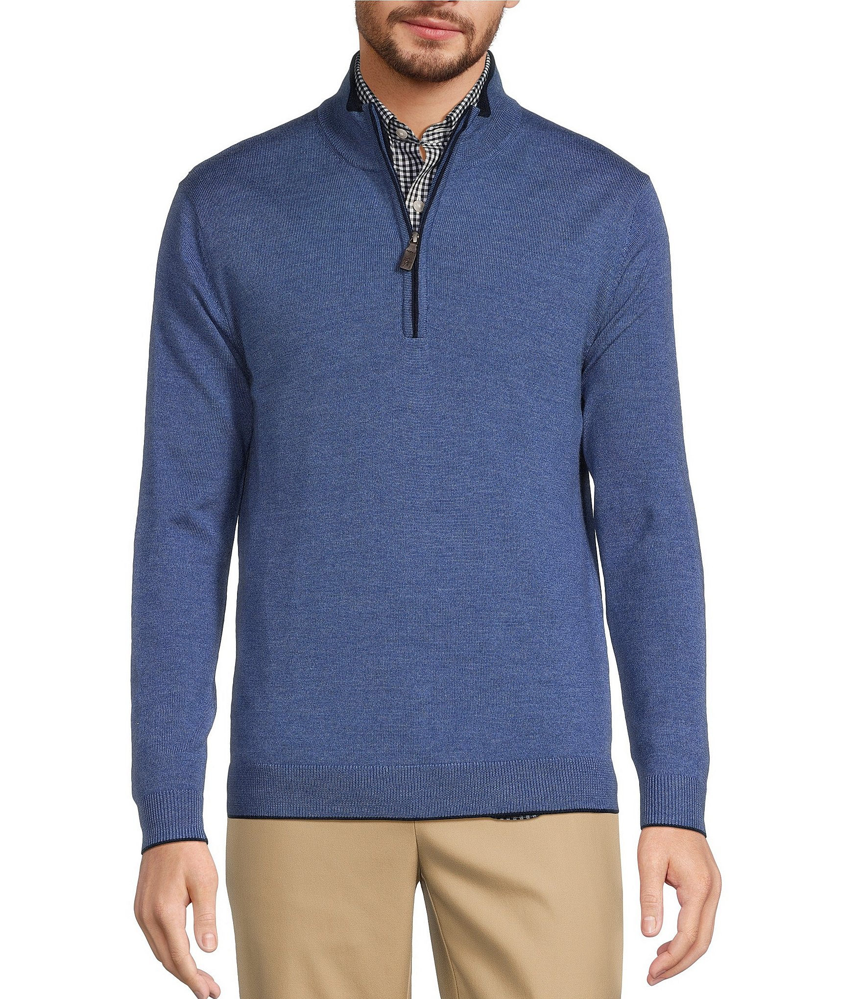 Hart Schaffner Marx Long Sleeve Quarter-Zip Merino Wool Sweater | Dillard's