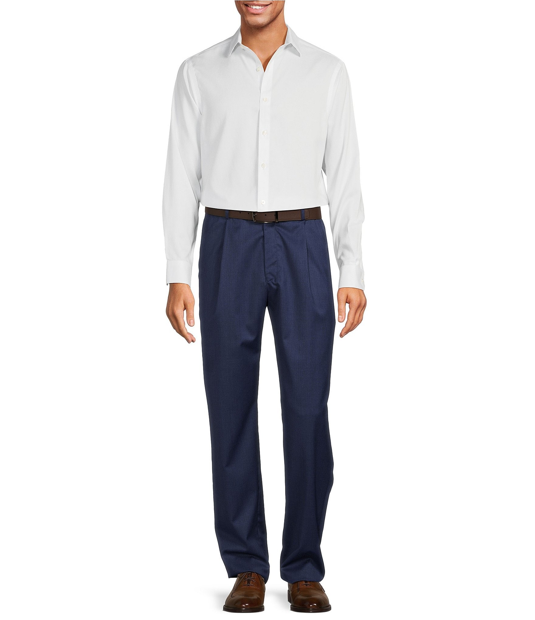 Hart Schaffner Marx Chicago Classic Fit Pleated Solid Dress Pants