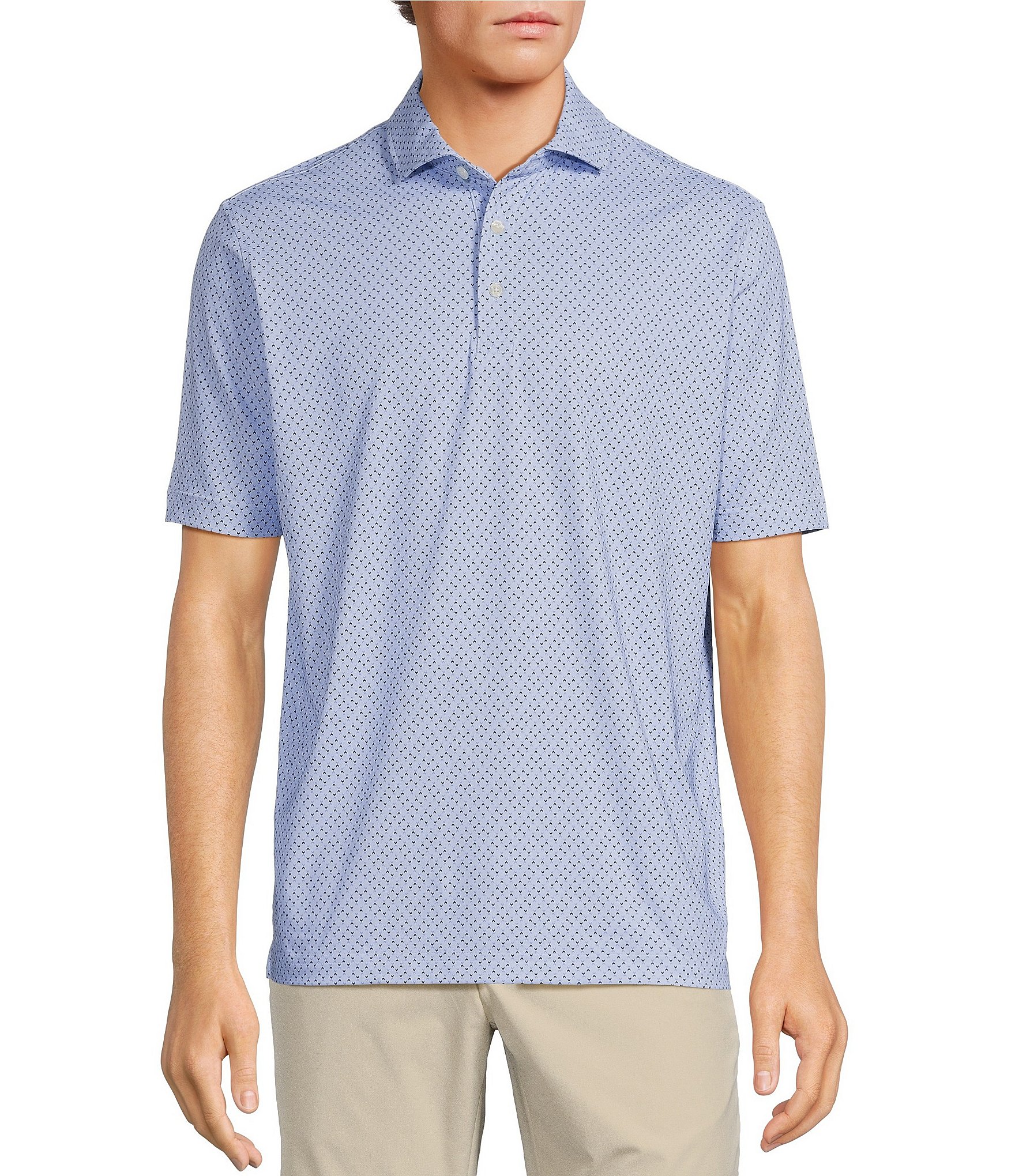 Hart Schaffner Marx Luxury Performance Short Sleeve Jersey Knit Printed Polo Shirt