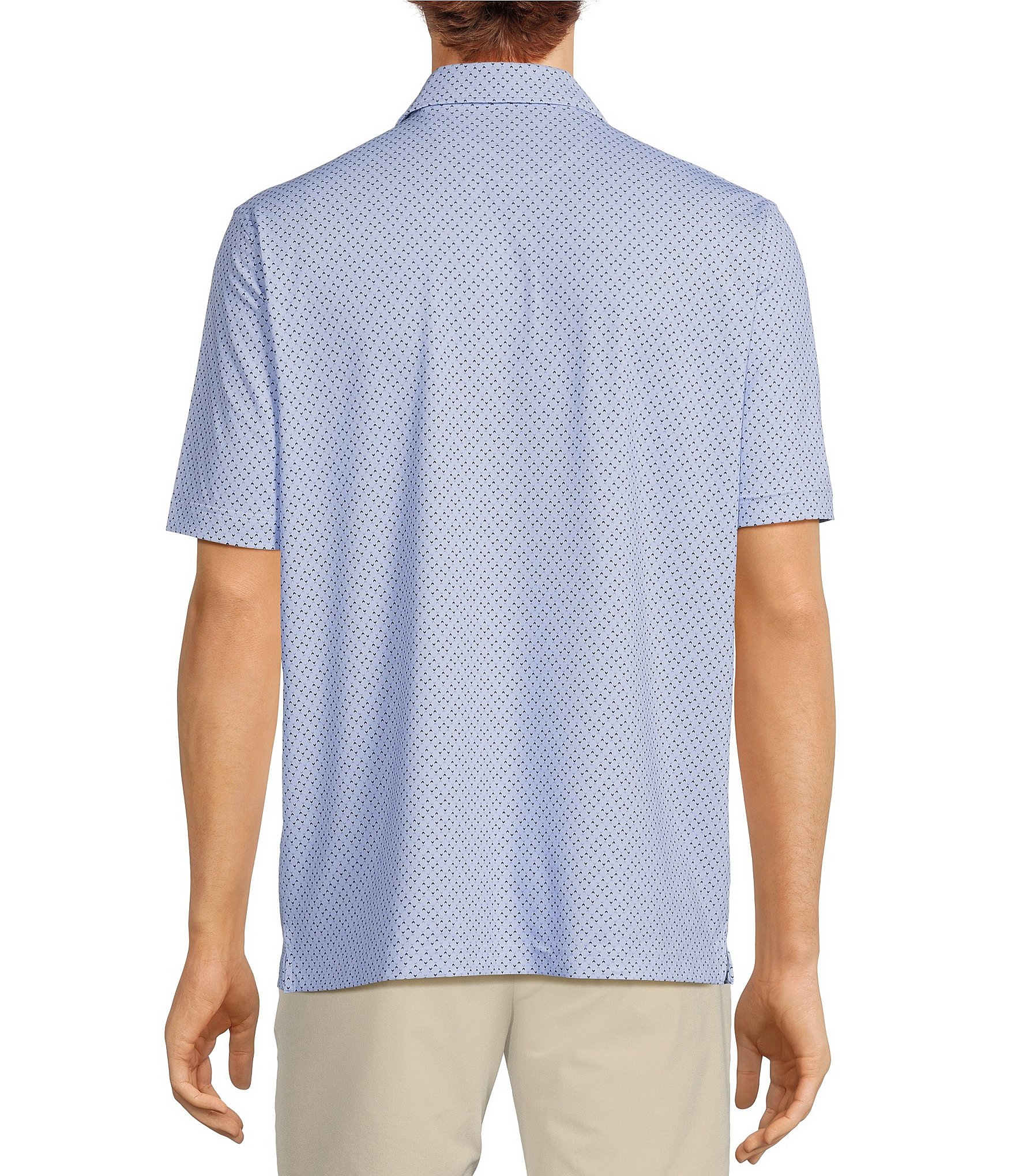 Hart Schaffner Marx Luxury Performance Short Sleeve Jersey Knit Printed Polo Shirt