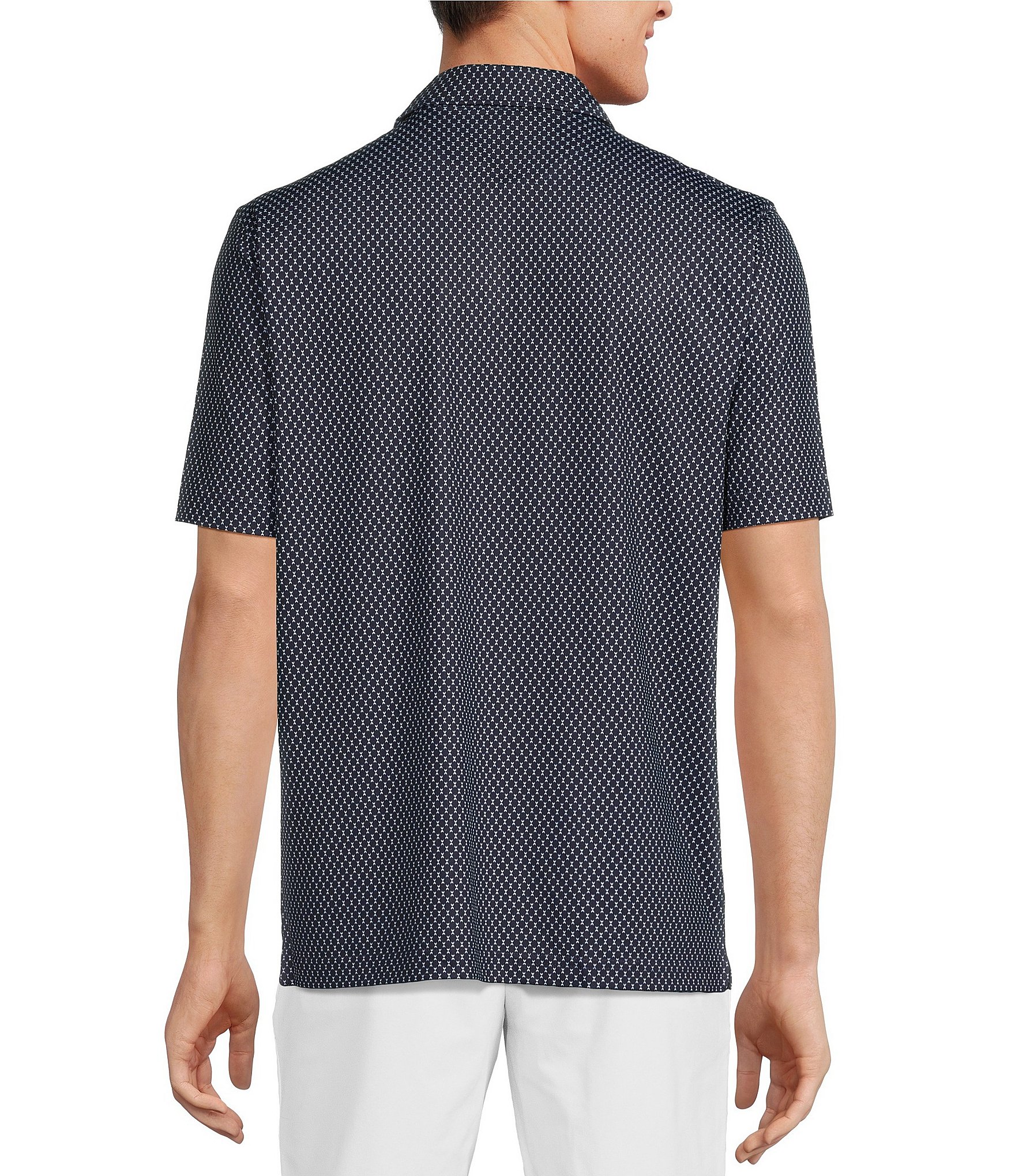 Hart Schaffner Marx Luxury Performance Short Sleeve Jersey Knit Printed Polo Shirt