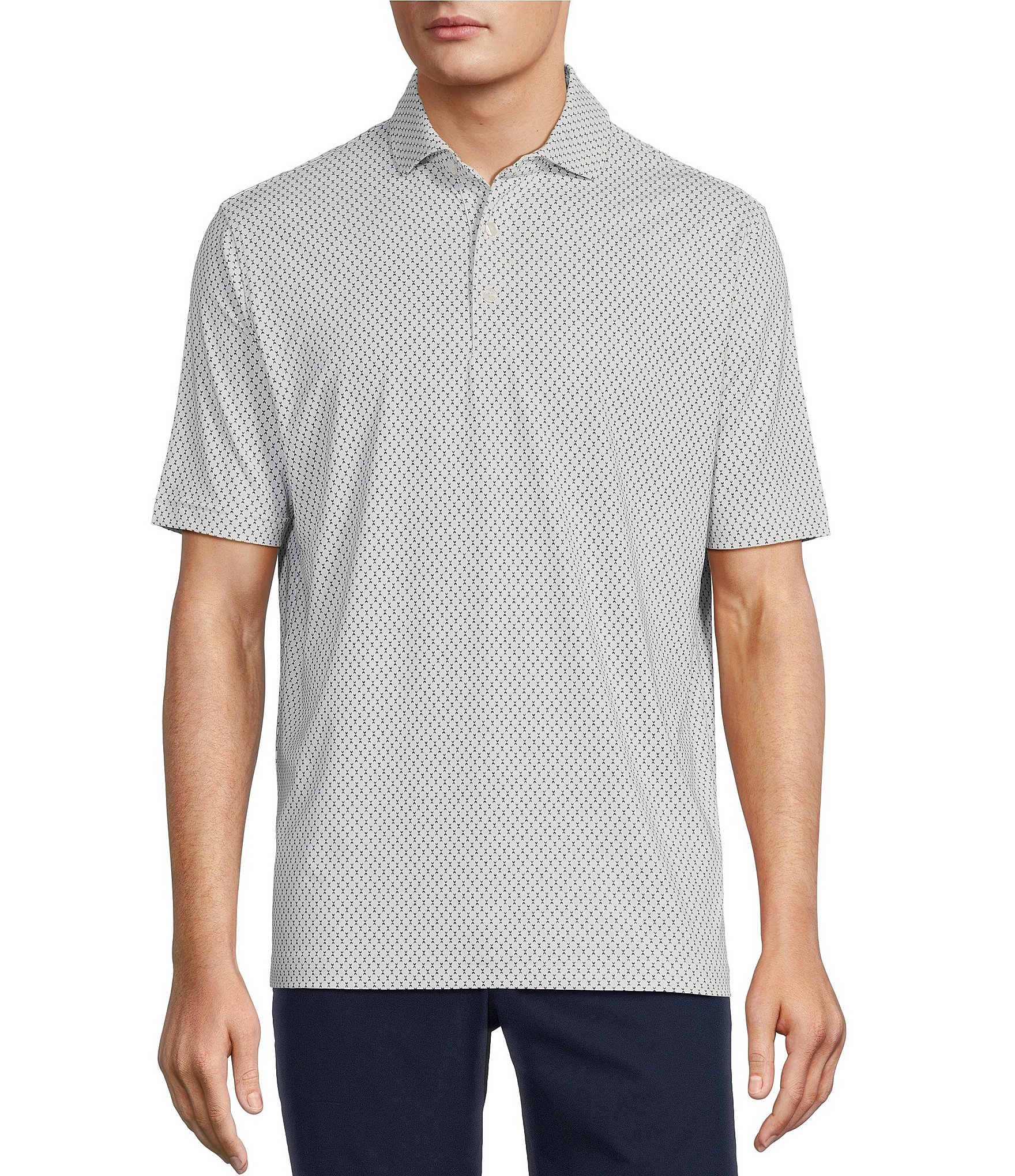 Hart Schaffner Marx Luxury Performance Short Sleeve Jersey Knit Printed Polo Shirt