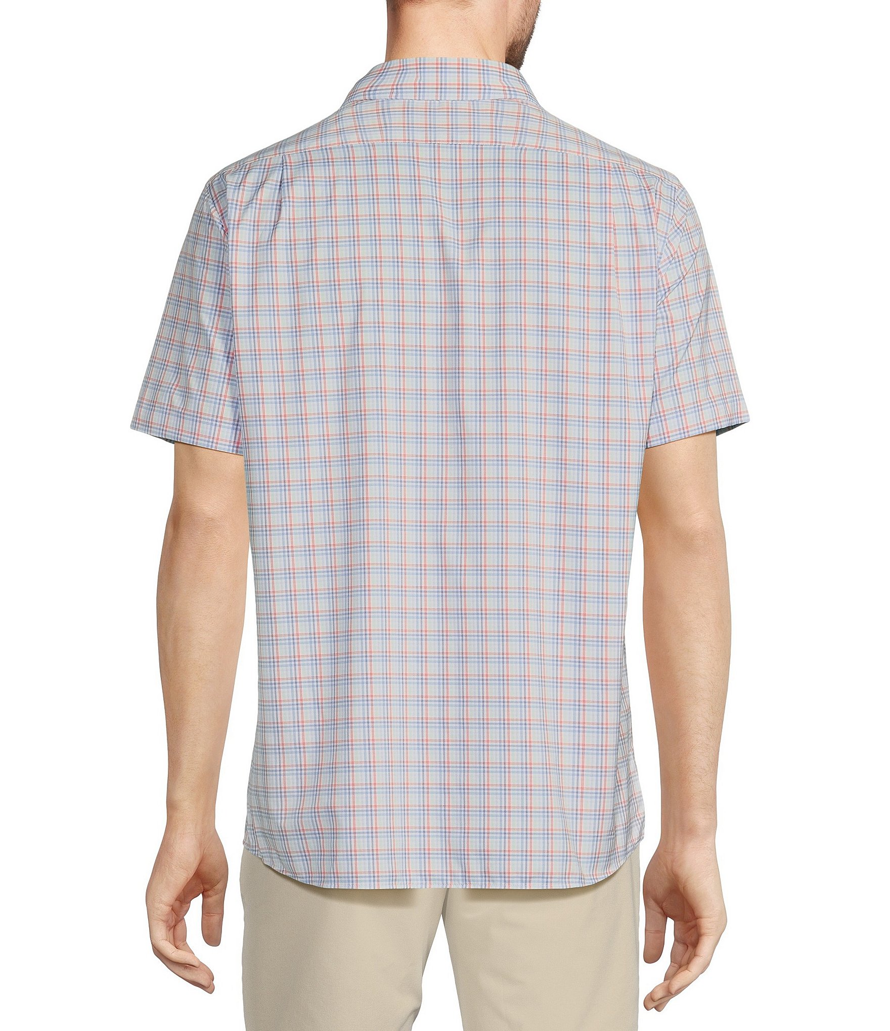 Hart Schaffner Marx Luxury Performance Short Sleeve Multi Plaid Sport Shirt